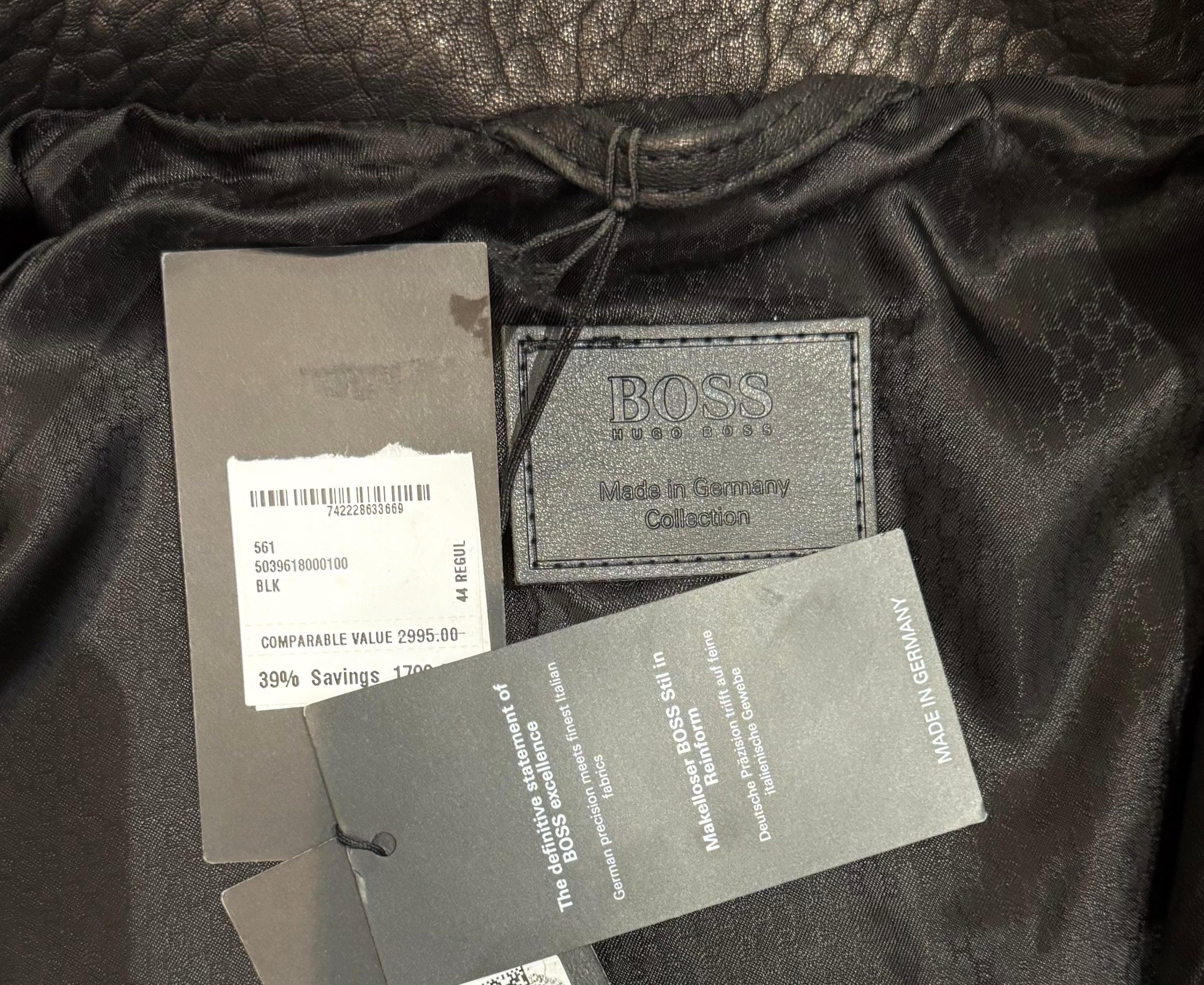Hugo Boss Davlon Leather Jacket Size US 44R EU 54 Made In Germany MSRP $2,995