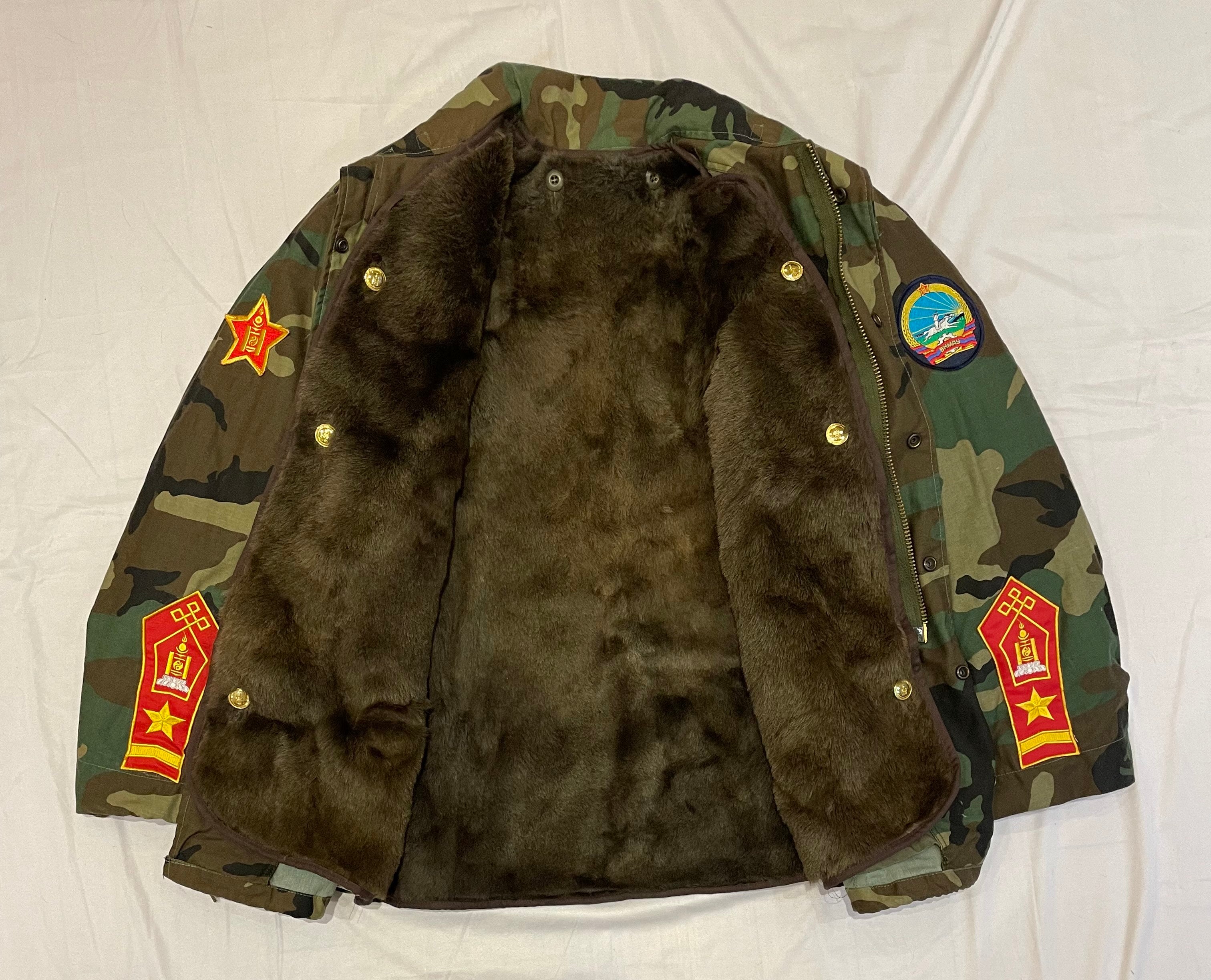 Mongolian People's Army Inspired M-65 Field Jacket Woodland Camo With Sheepskin Liner