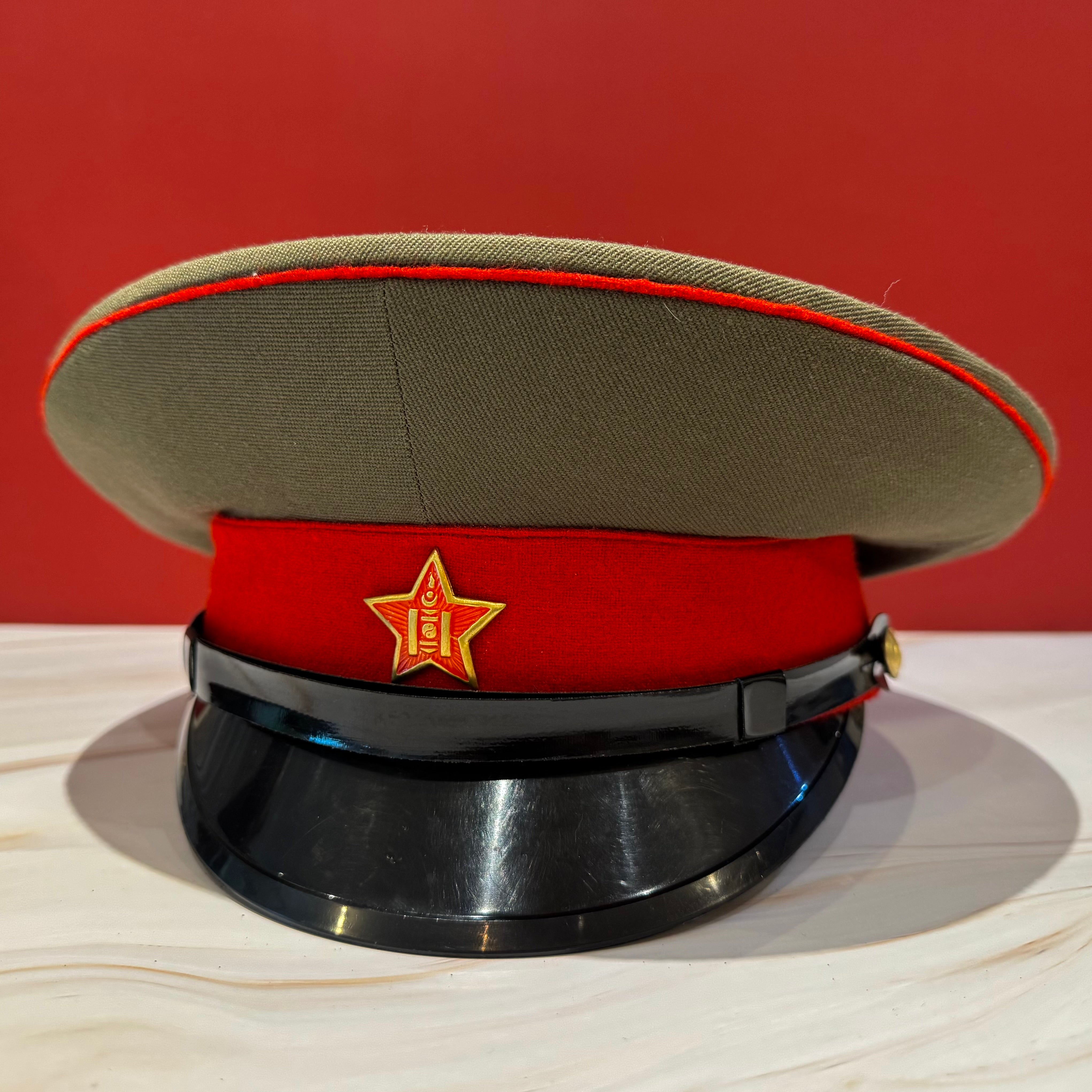 1980s Mongolian KGB Internal Troops visor cap with red band and MPA star emblem in near mint condition