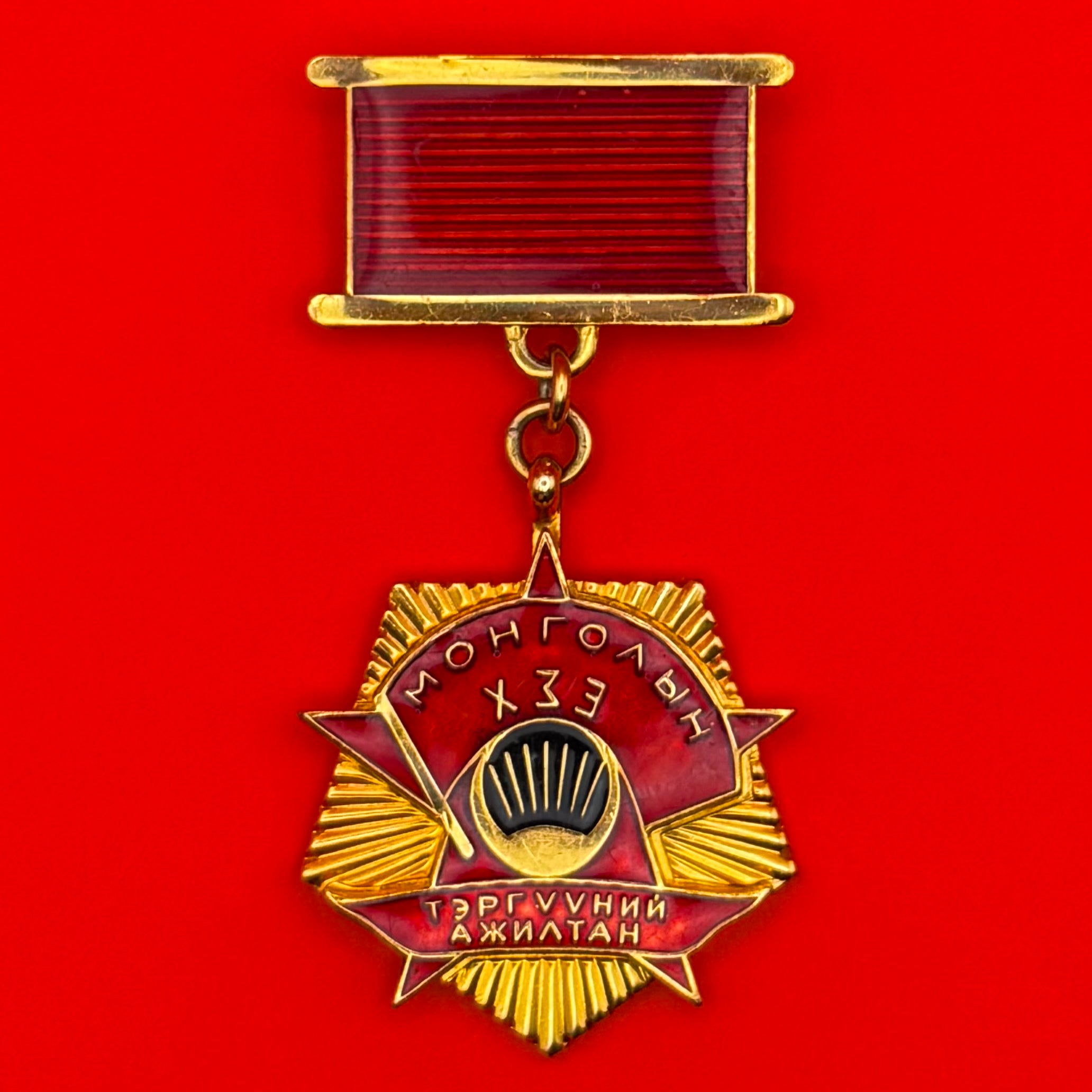 1980s Revolutionary Youth League Outstanding Employee Badge – Rare Mongolian Youth Honor No. 510