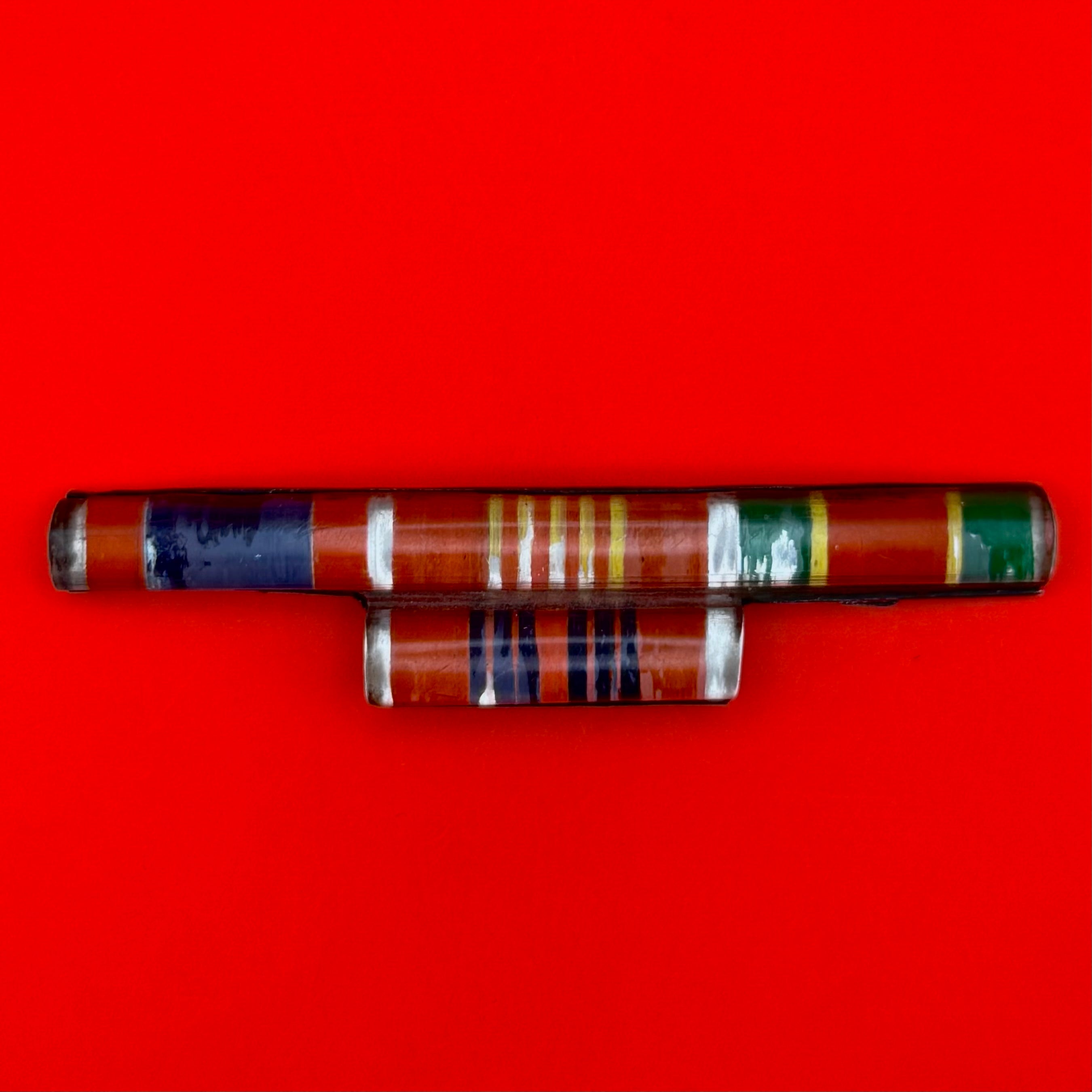 1990s Mongolian Army vintage metal frame featuring four distinct military ribbon bars from the post-socialist transitional era.