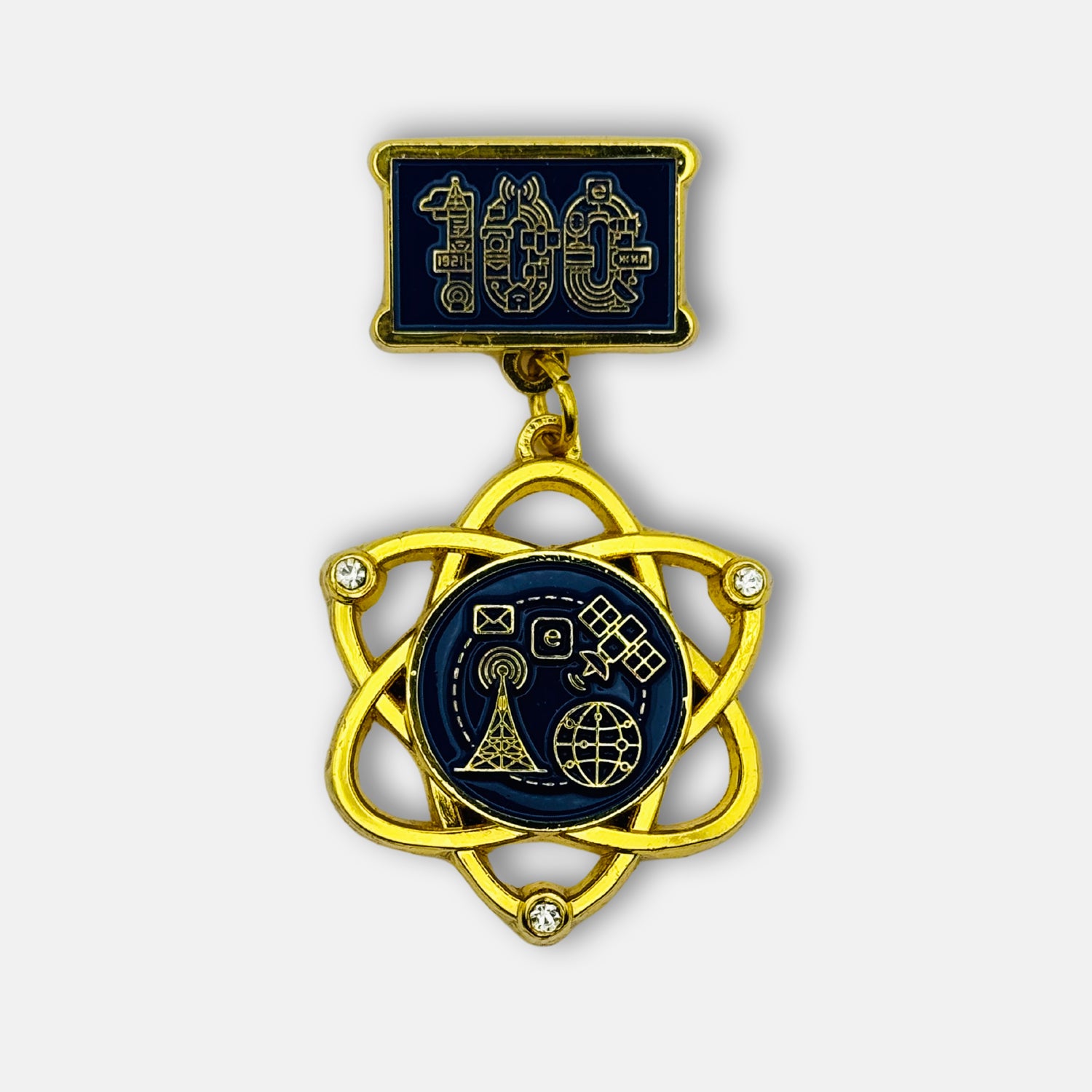 Mongolian Telecommunications 100th Anniversary Badge With Box