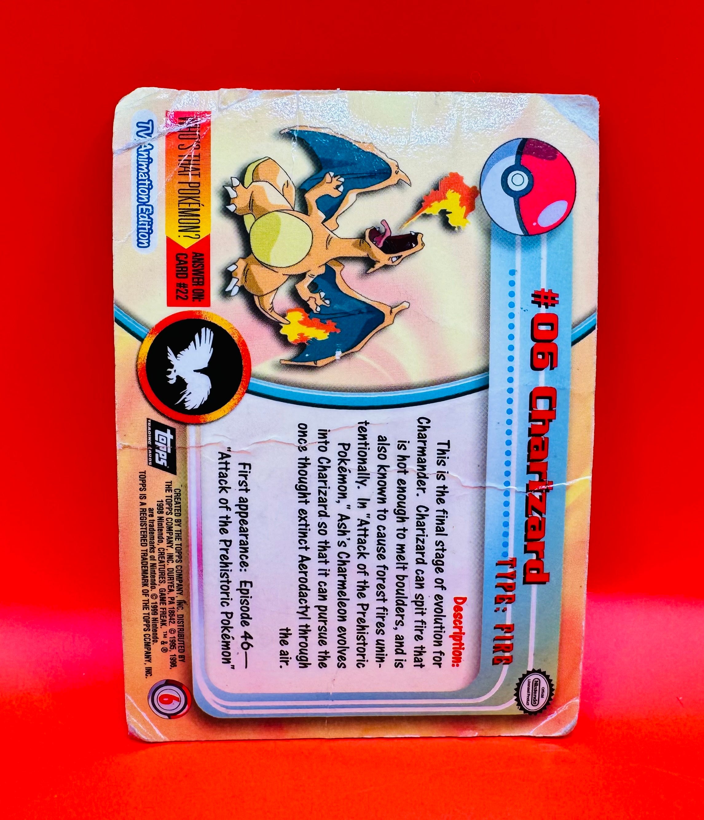 1999 Topps Pokemon TV Animation Series Foil Card #06 Charizard