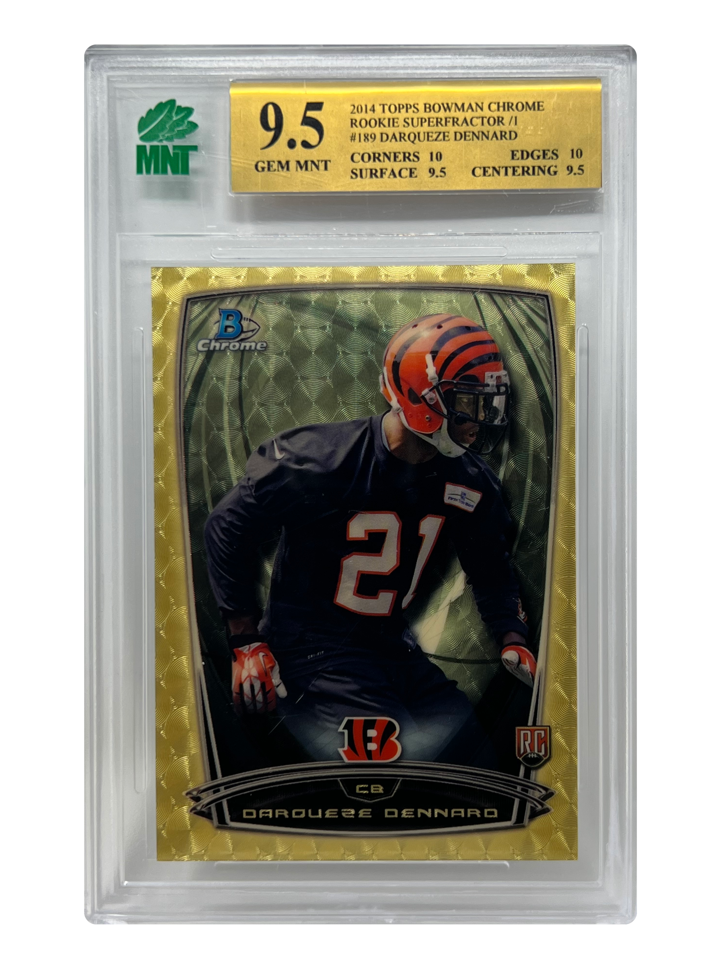 2014 Topps Bowman Darqueze Dennard RC Superfractor Card 1/1 MNT 9.5 GEM