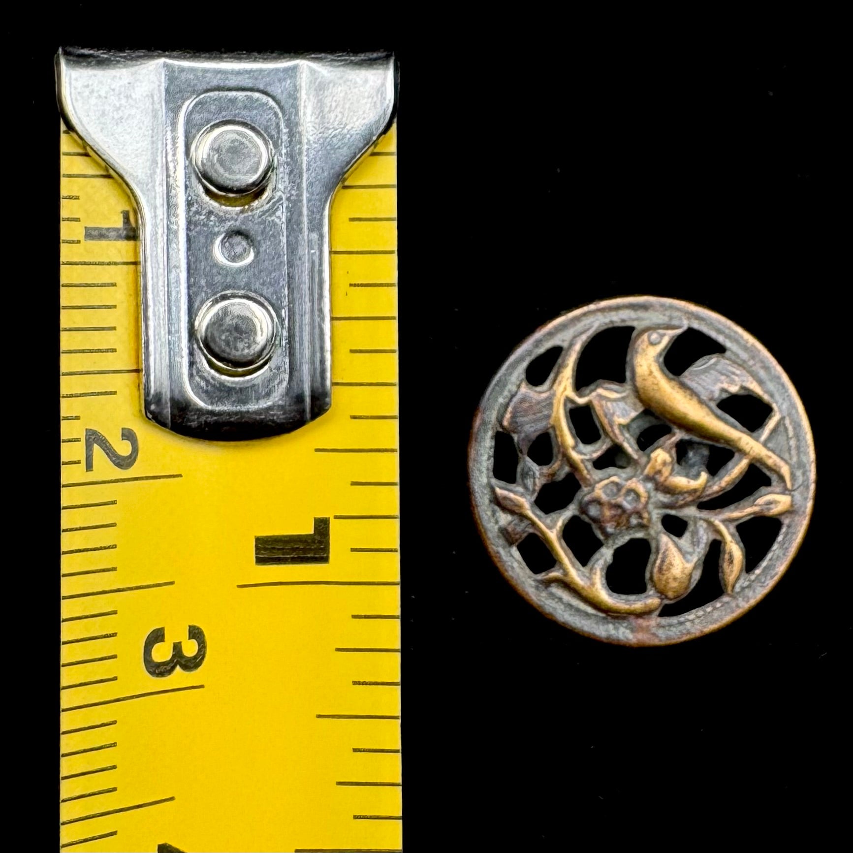 Antique Openwork Bird Button – Intricate Pierced Design, Extremely Rare