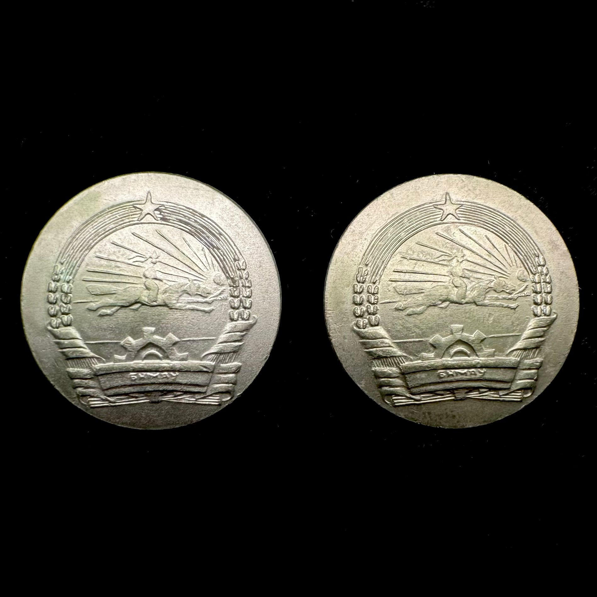 1969 Mongolian People’s Army Marshal & General Rank Field Uniform Buttons – 2 Variants, Rare Official Issue