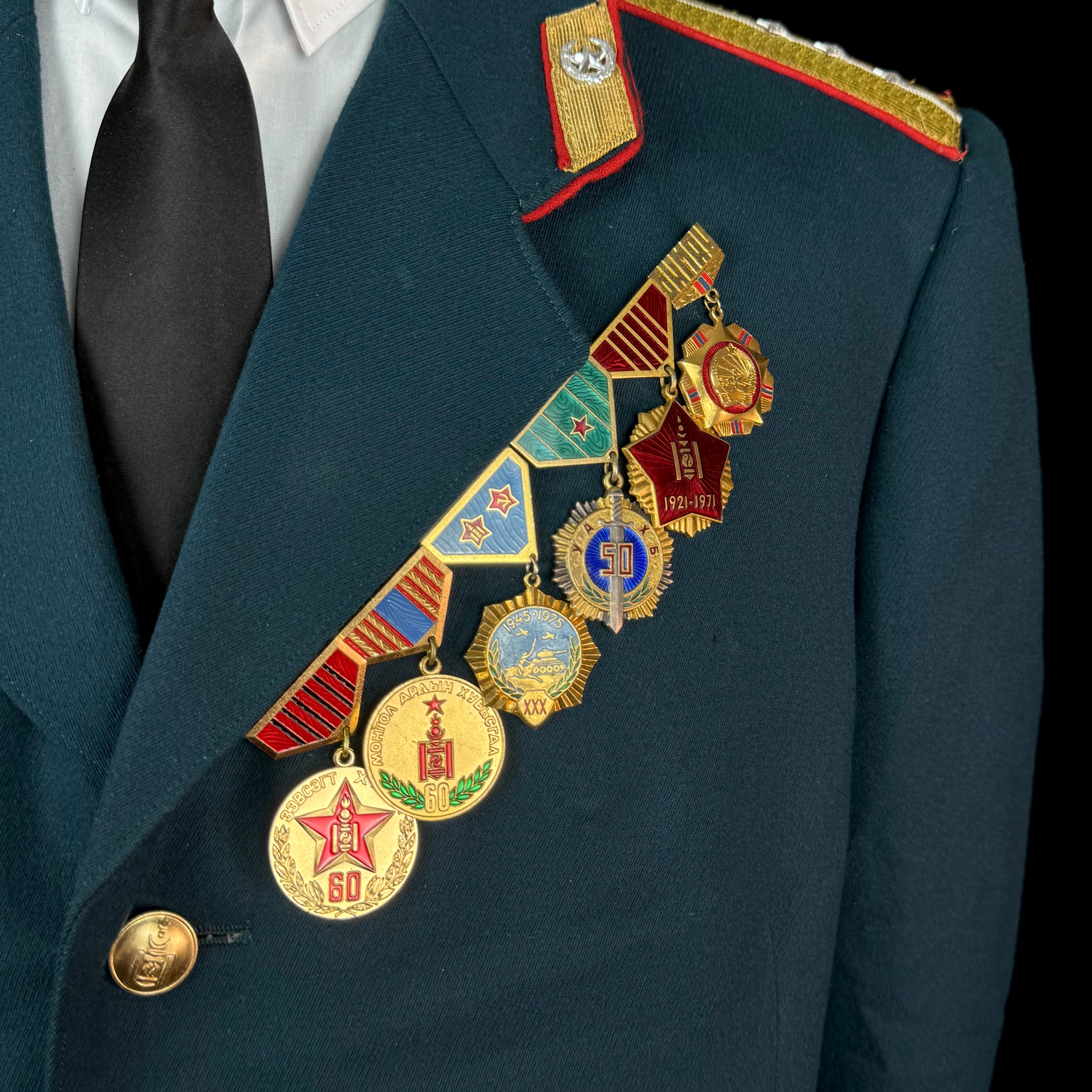 1980s Mongolian State Security “KGB” Senior Lieutenant Officer Parade Tunic – Complete with Original Awards, Excellent Condition, Rare Uniform
