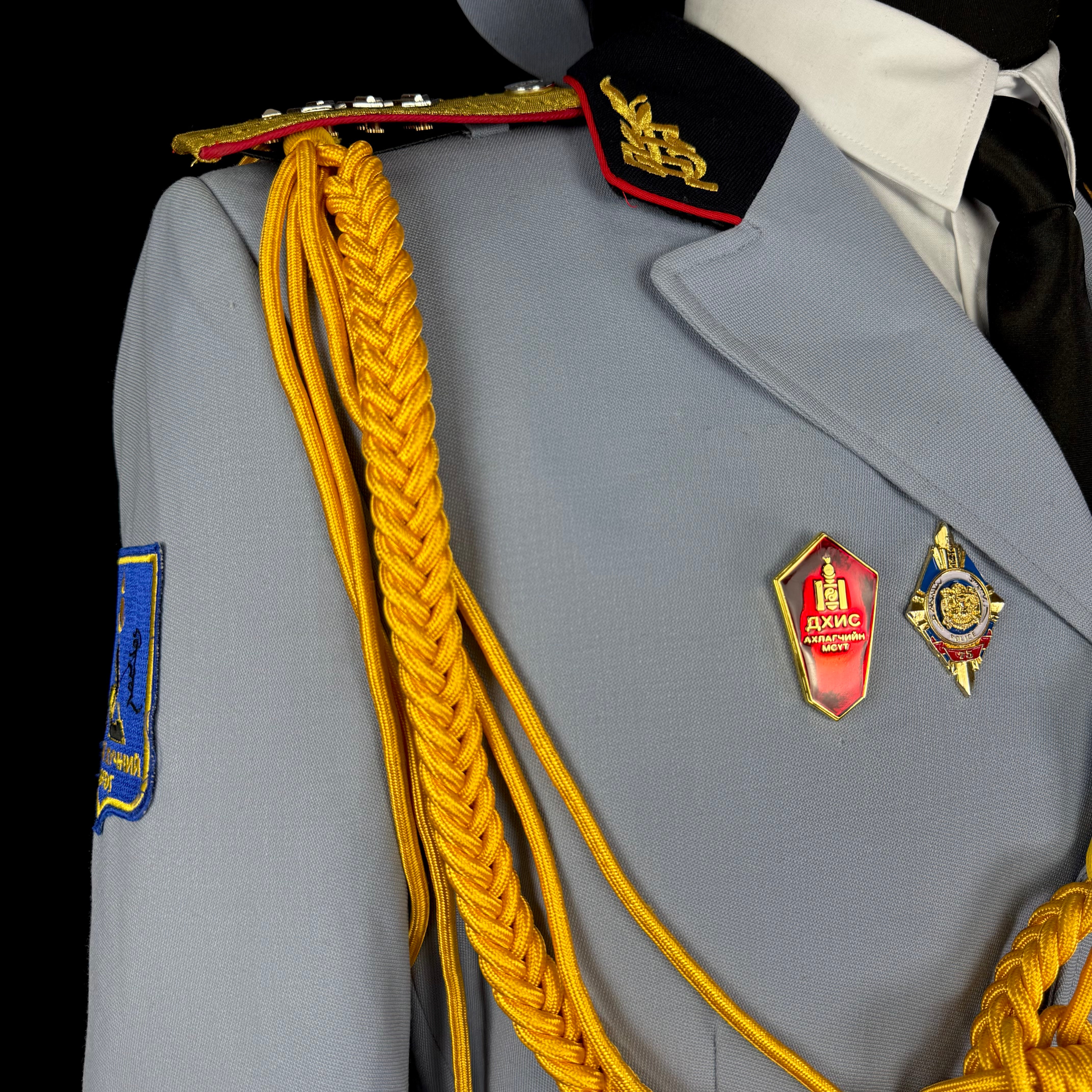Mongolian Armed Forces Officer Full Ceremonial Parade Uniform – Complete Set with Tunic, Trousers, Visor Cap, Medals, Aiguillette & Belt, Original Issue