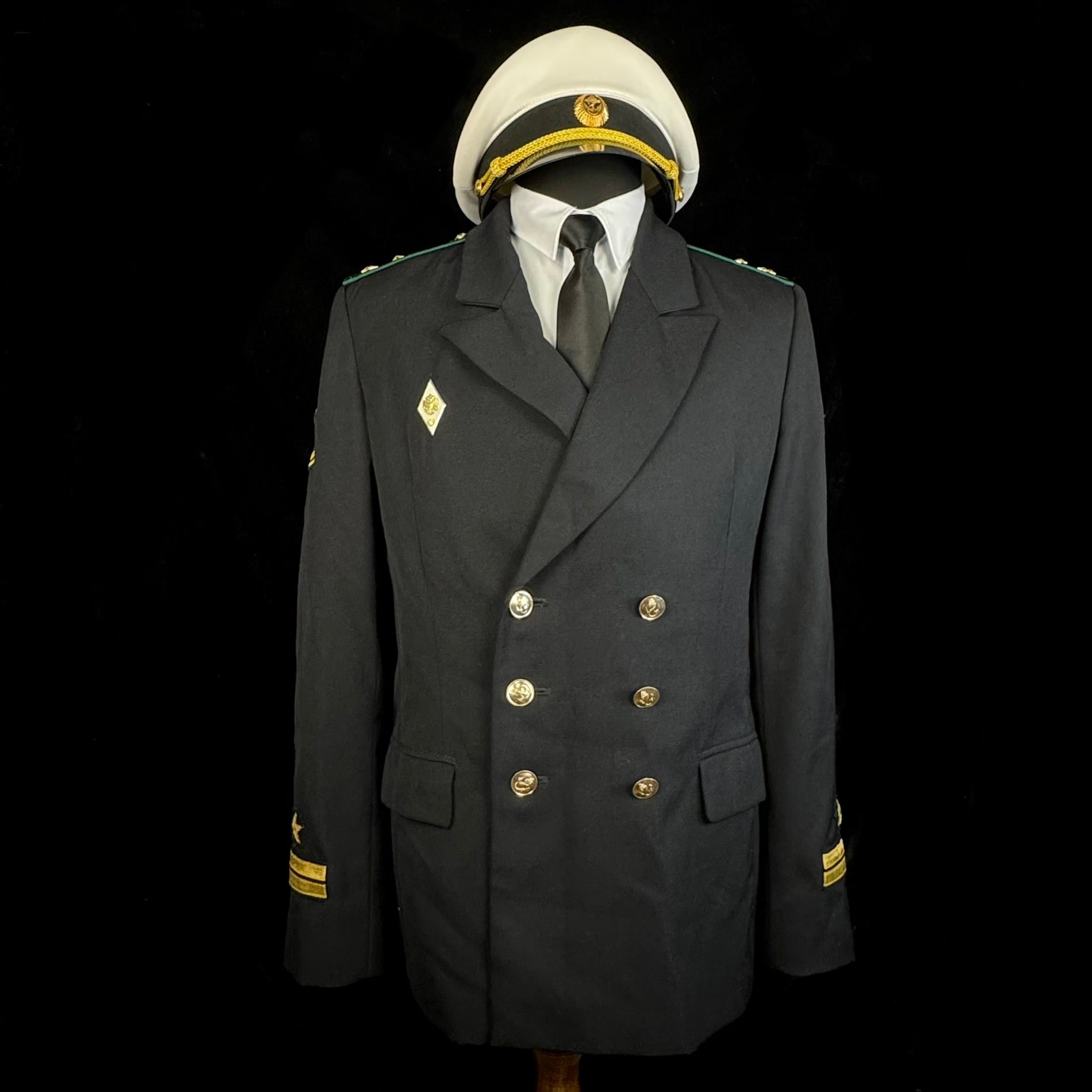Russian FSB Border Maritime Units Senior Lieutenant Service Uniform – Complete Set with Tunic, Trousers, Summer Visor Cap & Badge, Rare Issue