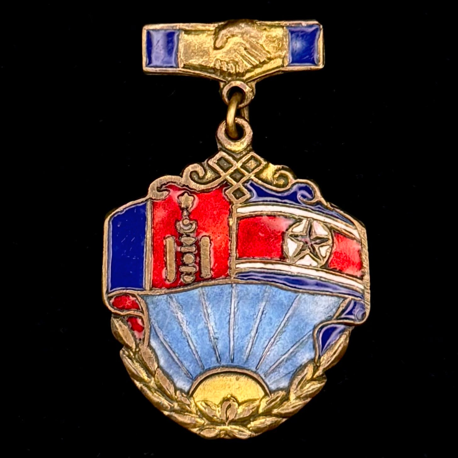 1950s Mongolian People’s Republic & North Korea Friendship Badge – Extremely Rare Early Original Issue