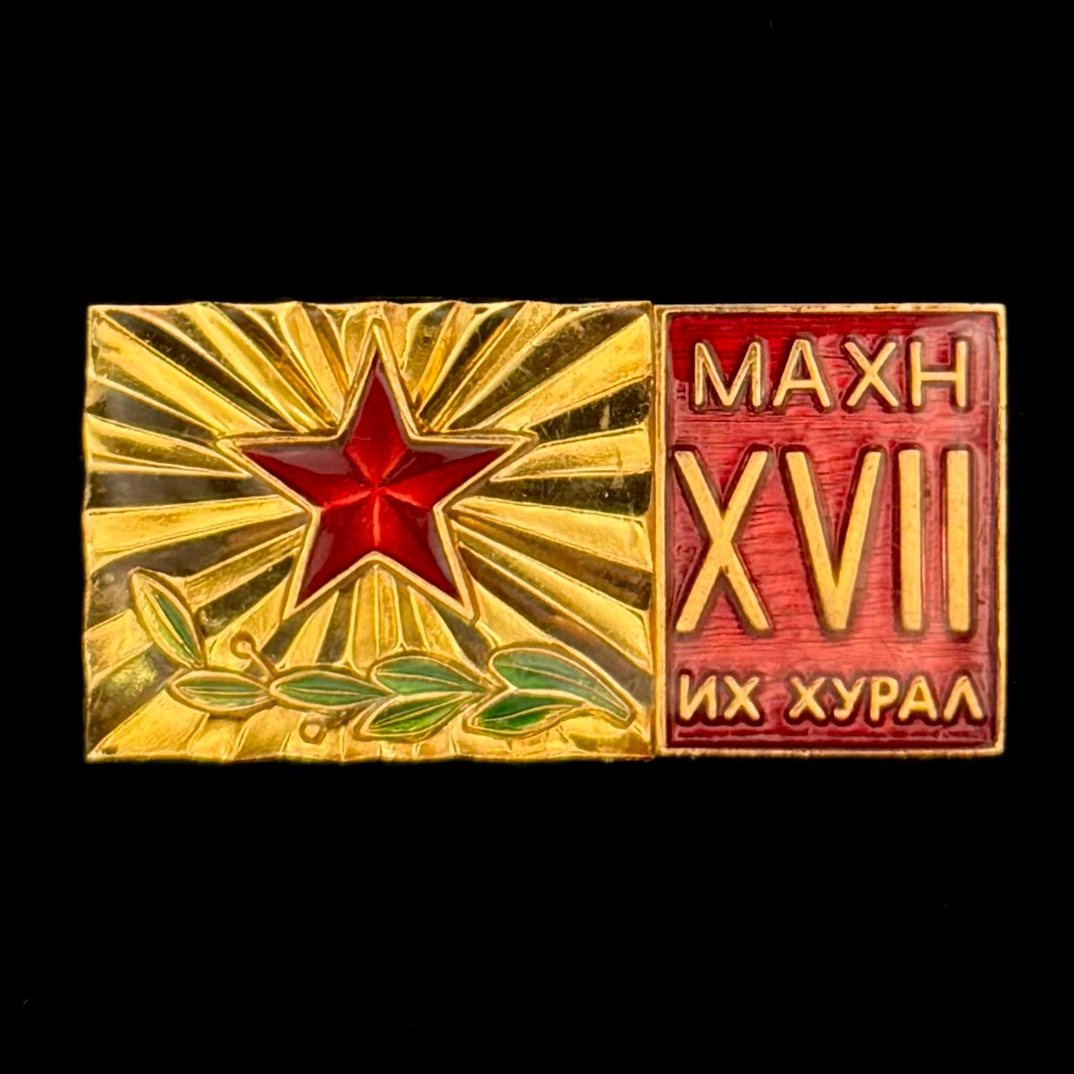 1976 Mongolian People’s Revolutionary Party 17th Congress Delegate Badge – Rare Original Issue