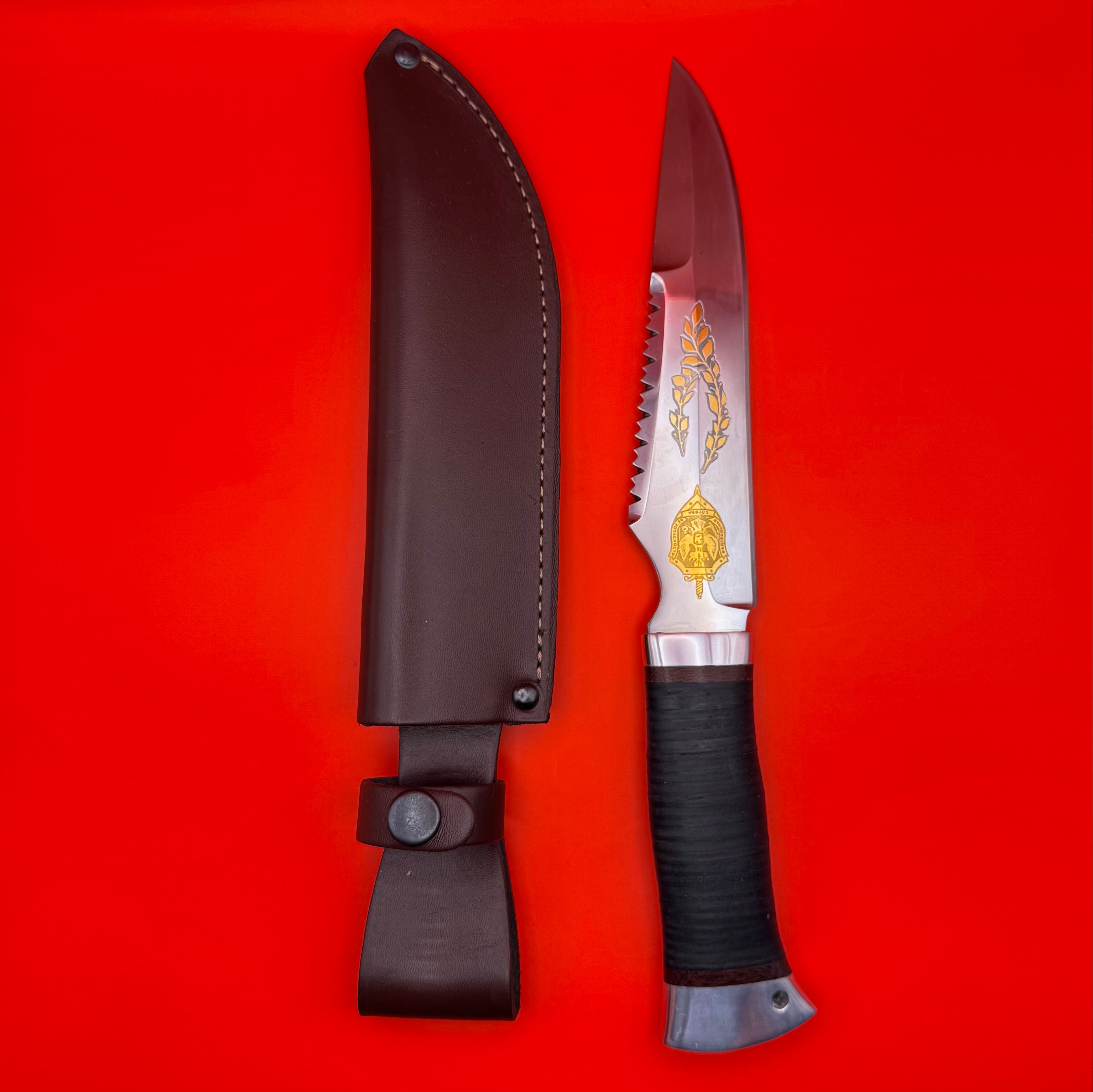 Russian FSB General Rank Service Award Knife With Sheath Zlatoust Gold Inlaid