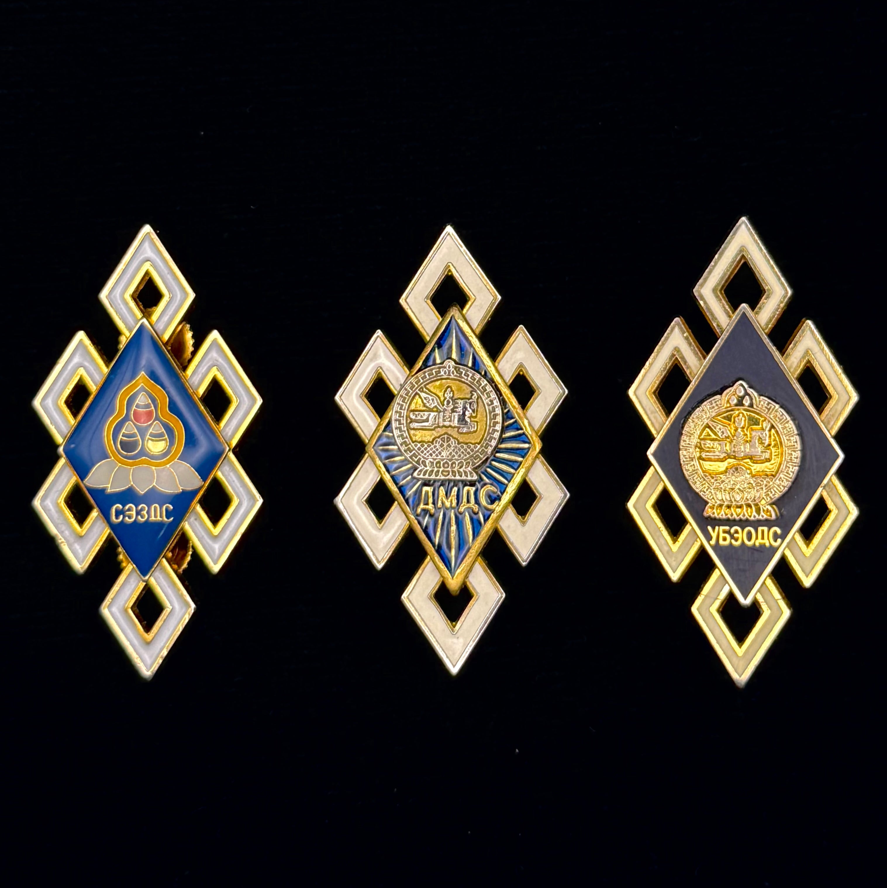 Mongolian Private University Graduation Rhombus Badges – Set of 3, Rare Variation Issue