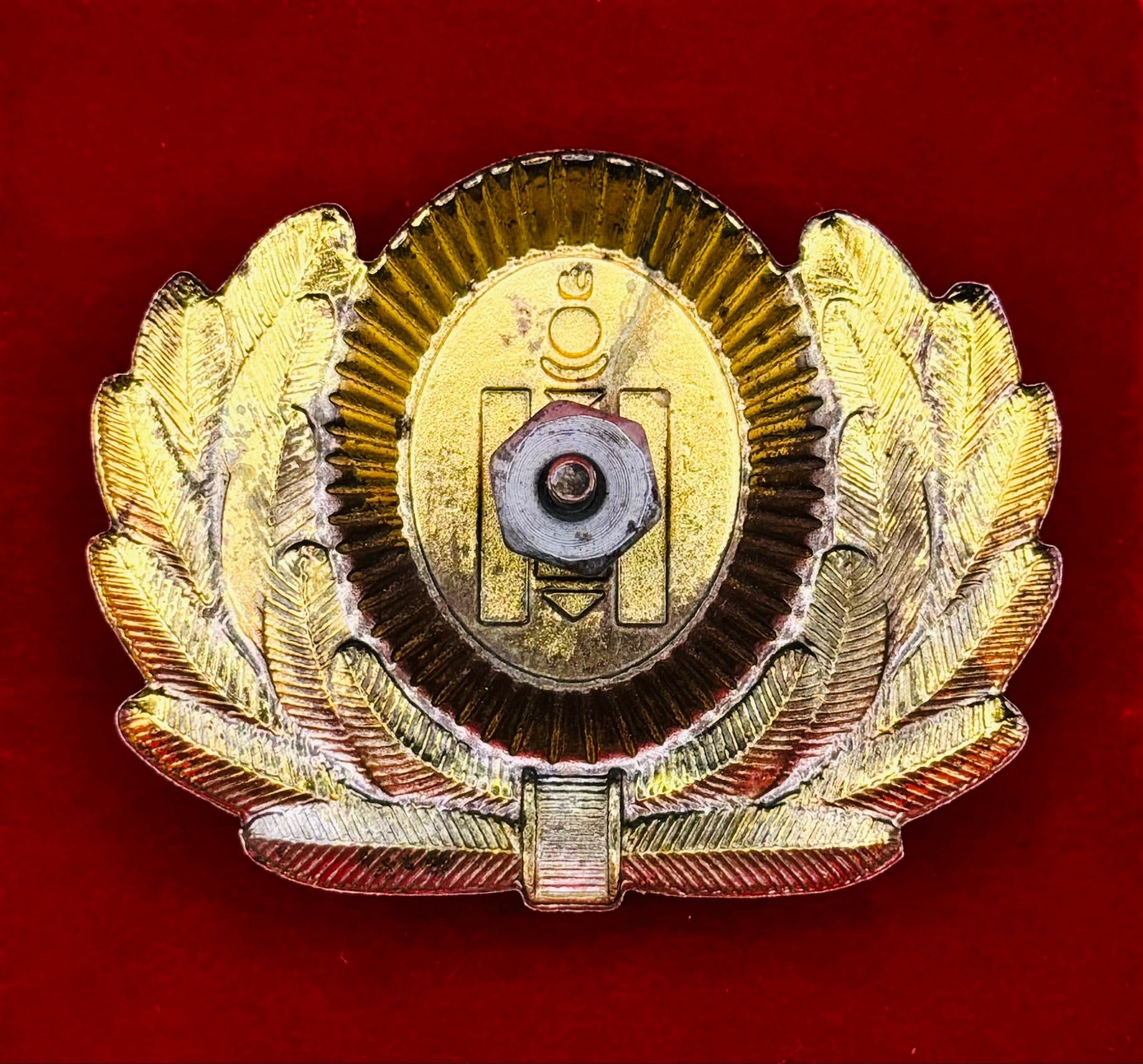 2000s Mongolian Border Guard Cap Badge Vintage