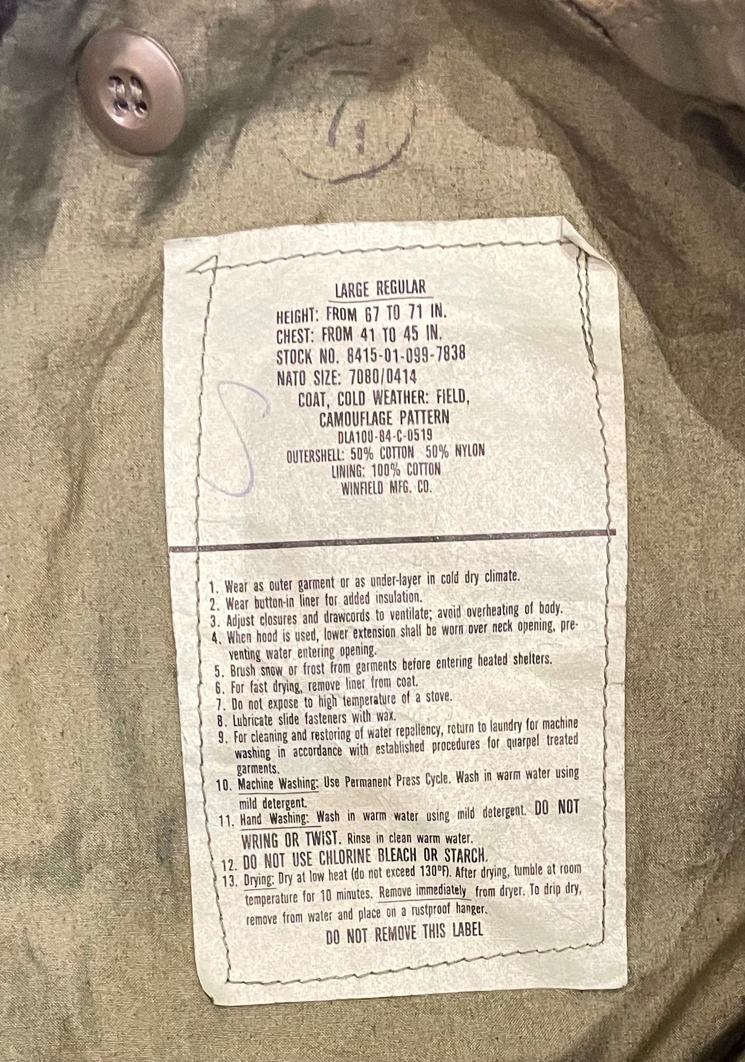 US M65 Field Jacket Woodland Camo Removable Karakul & Sheepskin Large Regular