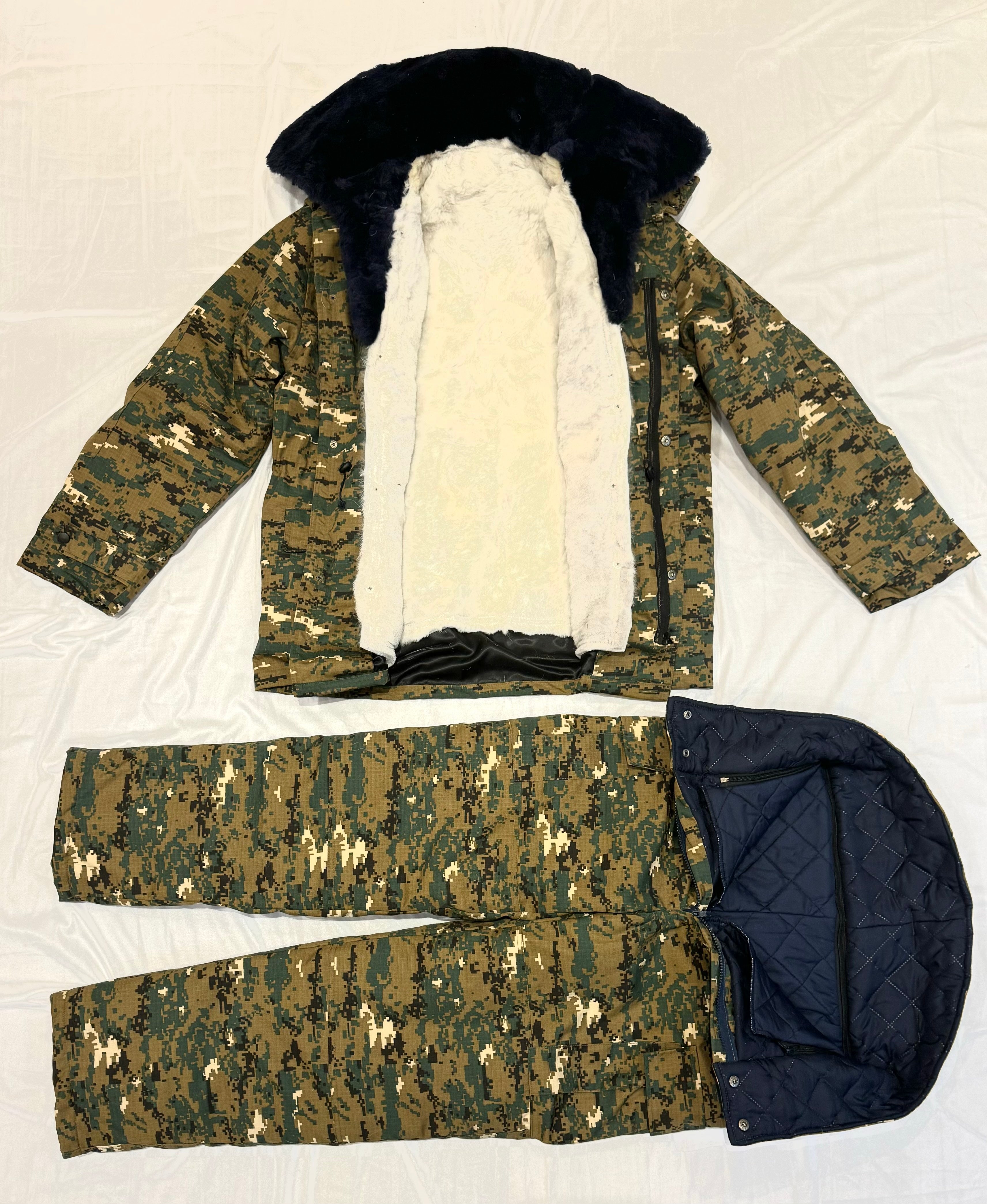 Mongolian Border Guard Winter Camo Jacket & Pants With Sheepskin Liner Size M / EU 50
