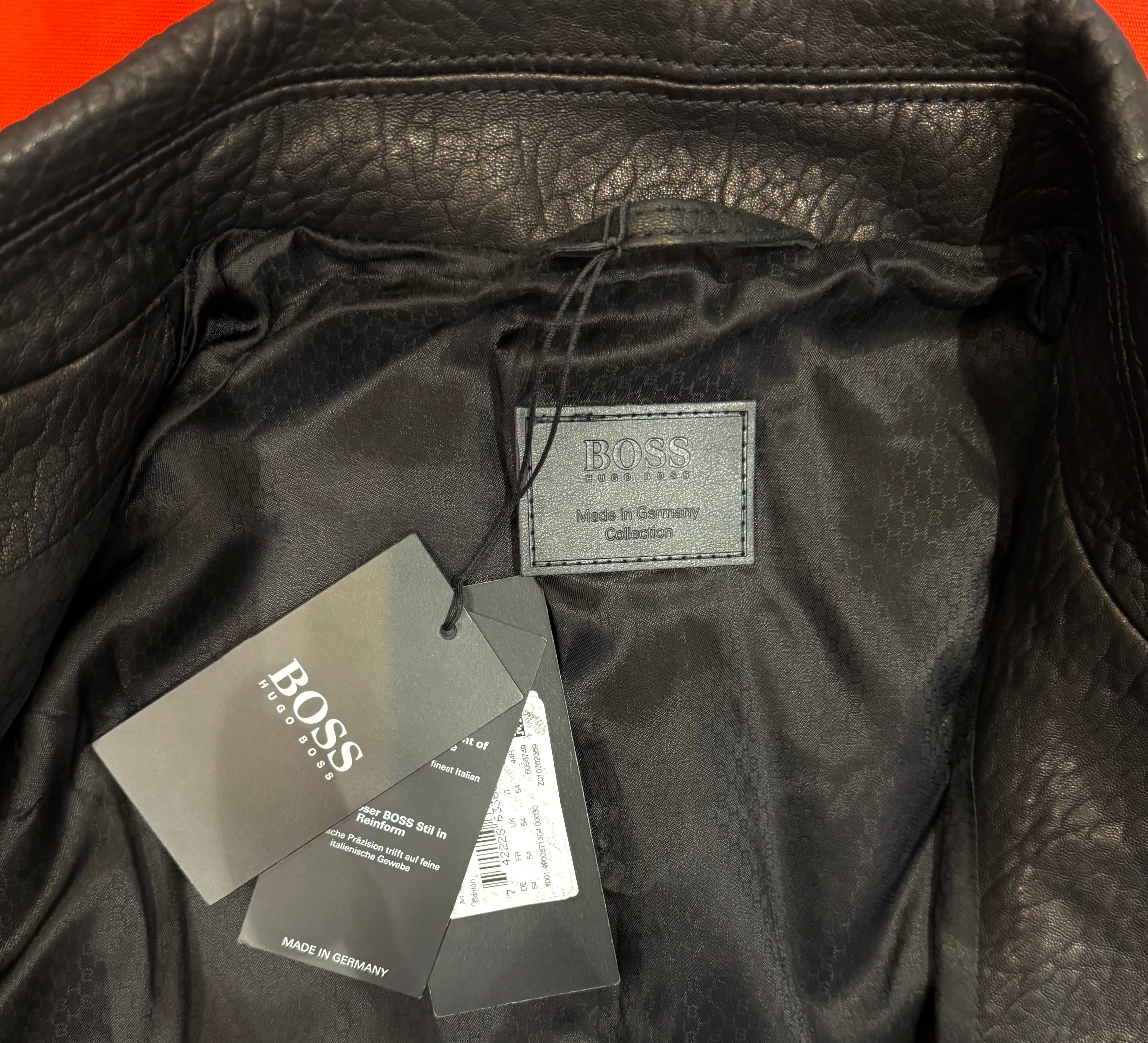 Hugo Boss Davlon Leather Jacket Size US 44R EU 54 Made In Germany MSRP $2,995