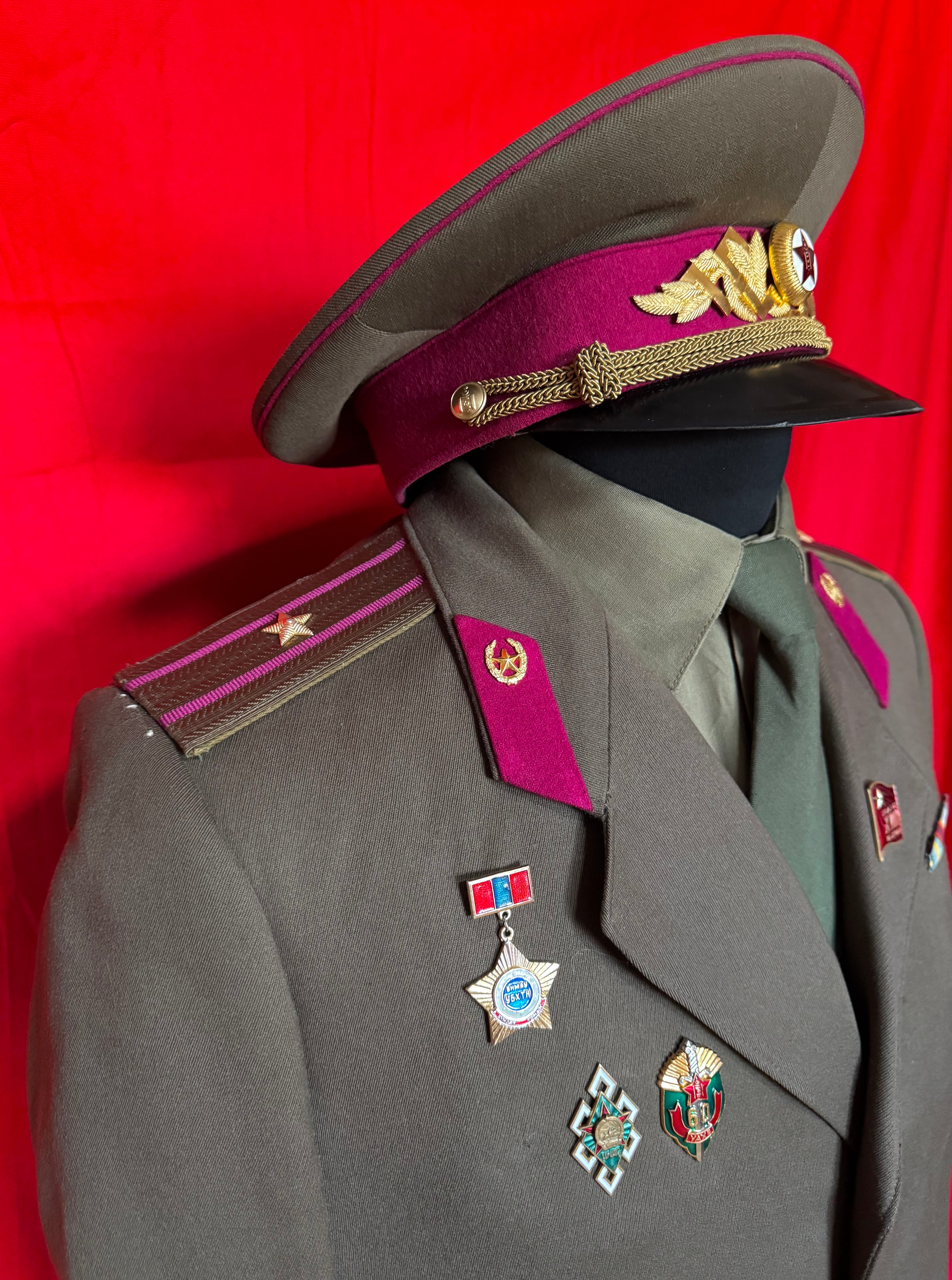 1980s Mongolian KGB State Security Spy Officer Pink Uniform Set