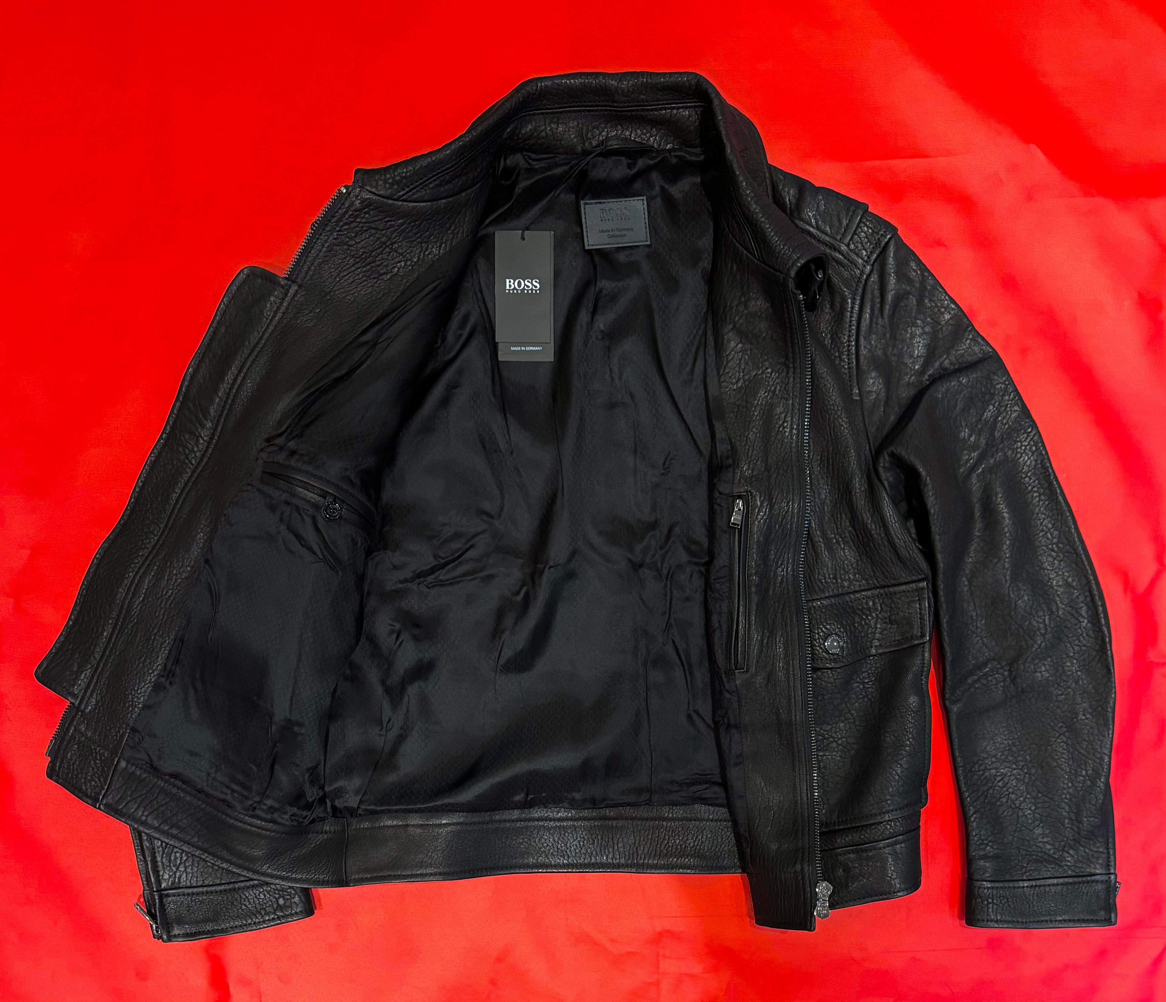 Hugo Boss Davlon Leather Jacket Size US 44R EU 54 Made In Germany MSRP $2,995