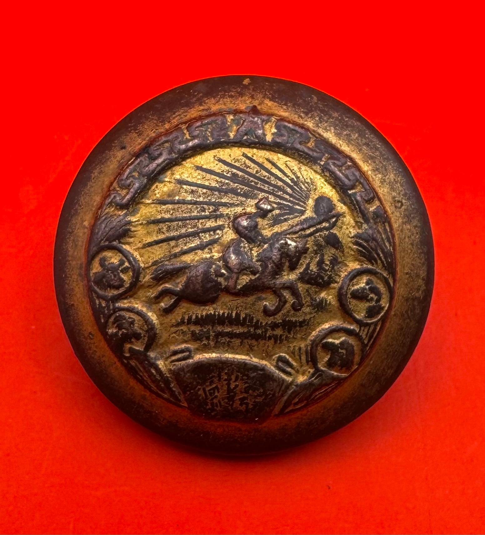1940s Mongolian People's Army Marshal and General rank uniform button with early brass emblem design