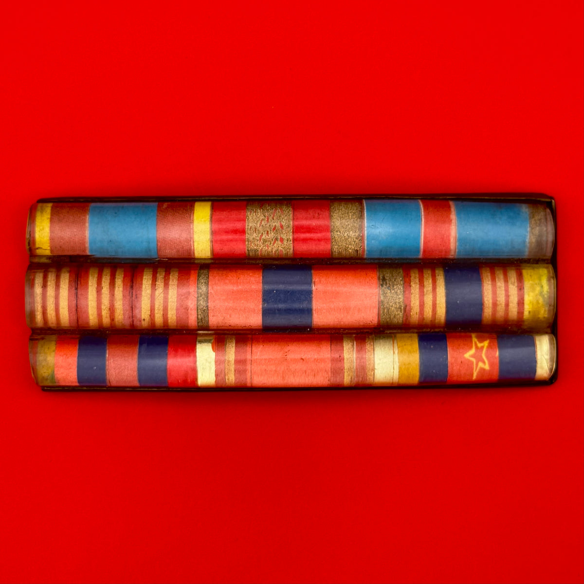 1990s Mongolian Military Ribbon Bar Vintage Metal Frame