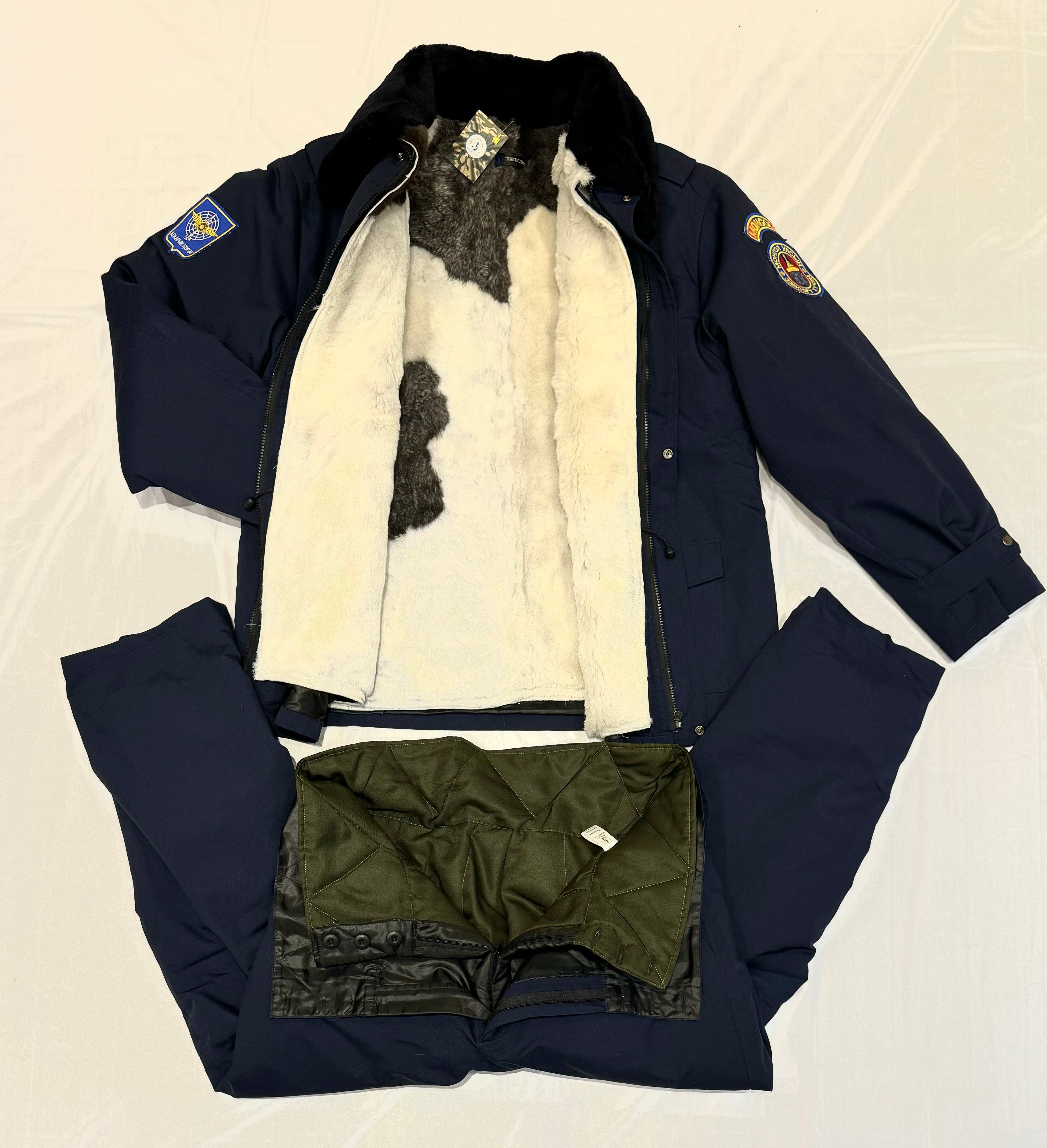 Mongolian Air Force Pilot Winter Jacket & Pants With Sheepskin Liner Size XL-R / EU 56