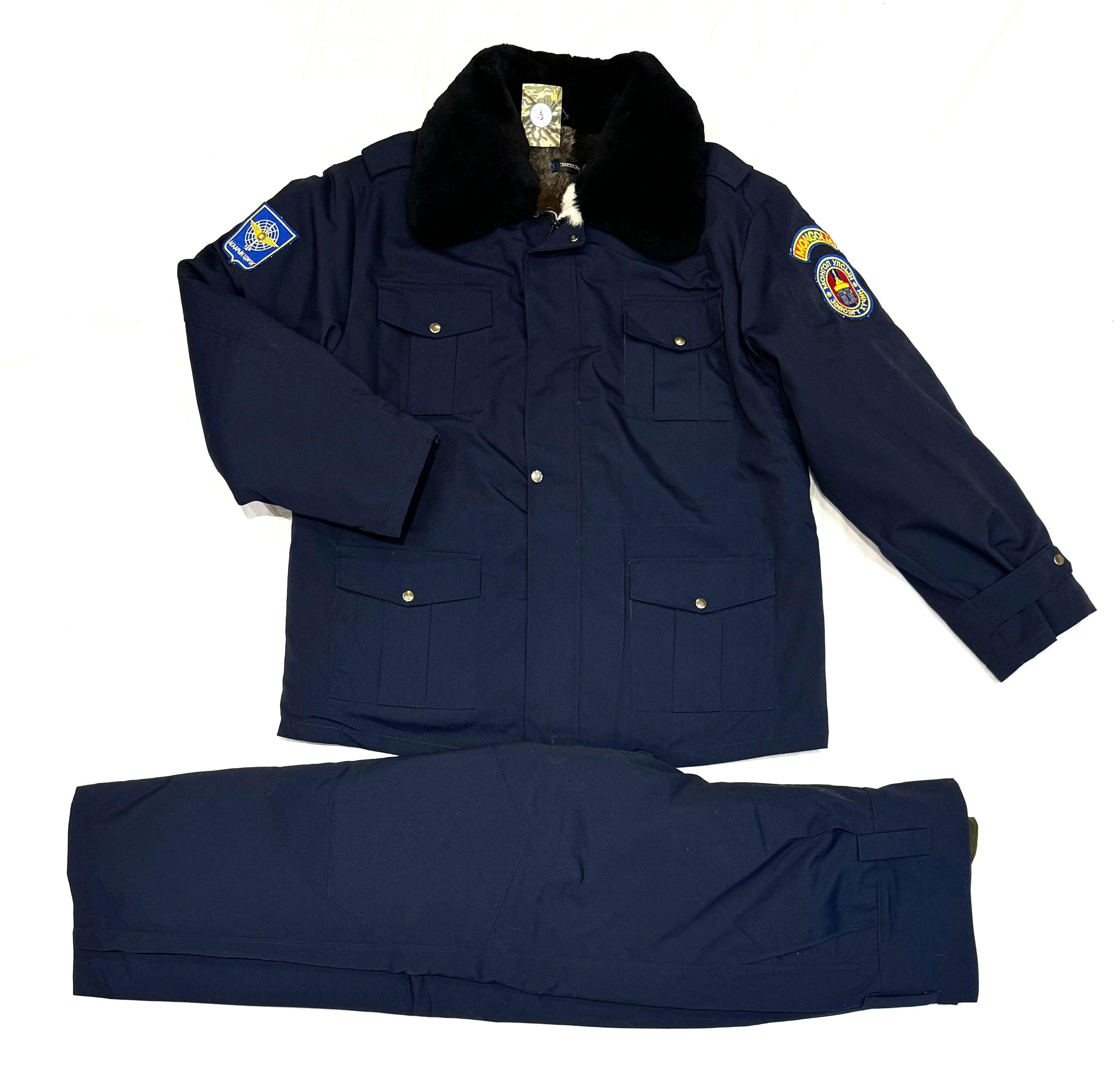 Mongolian Air Force Pilot Winter Jacket & Pants With Sheepskin Liner Size XL-R / EU 56