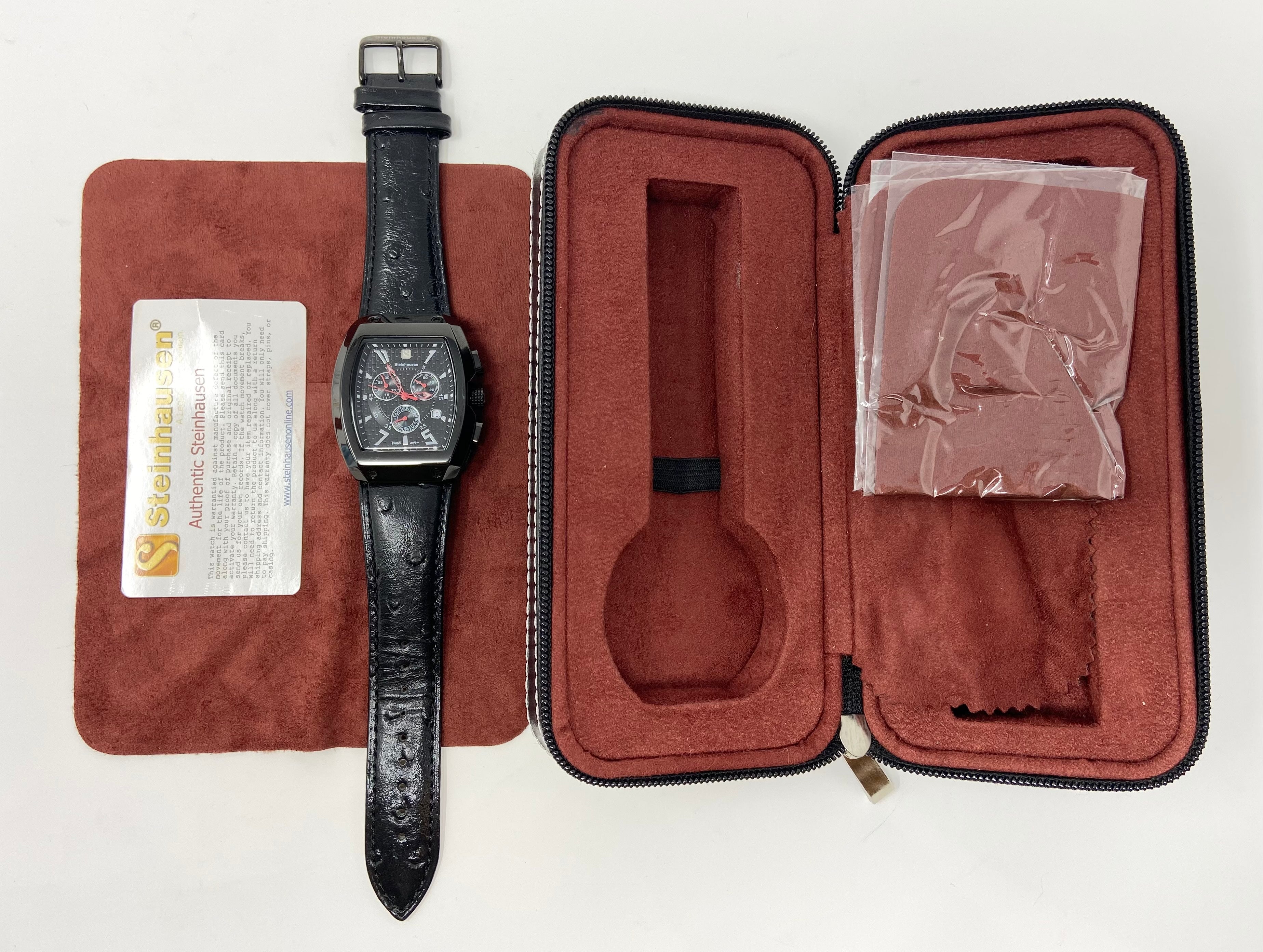 Steinhausen Men's TW925LL Chronograph Black Watch MSRP $2,500 New In Box