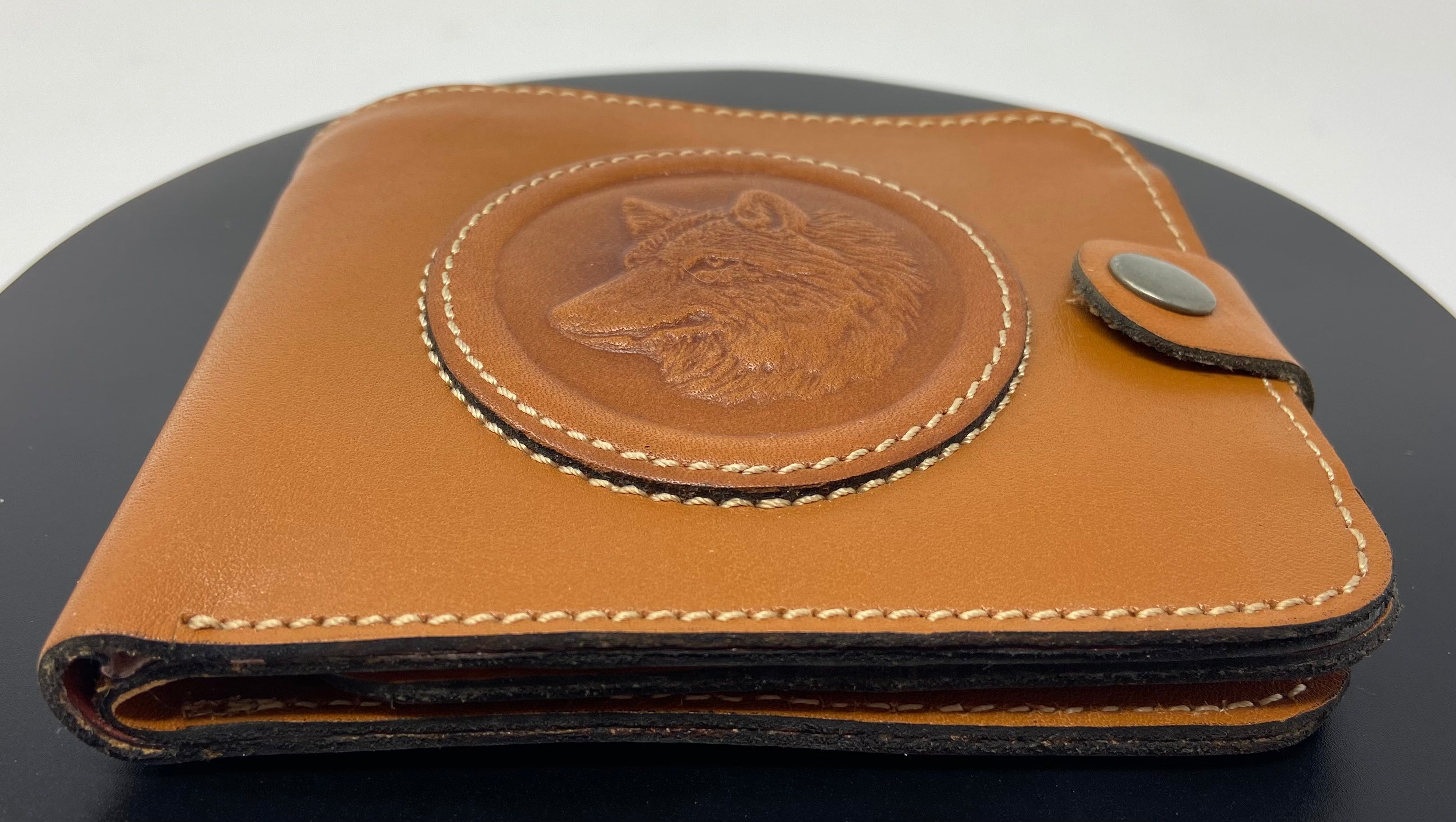 Mongolian Wolf Embossed Handmade Leather Wallet New