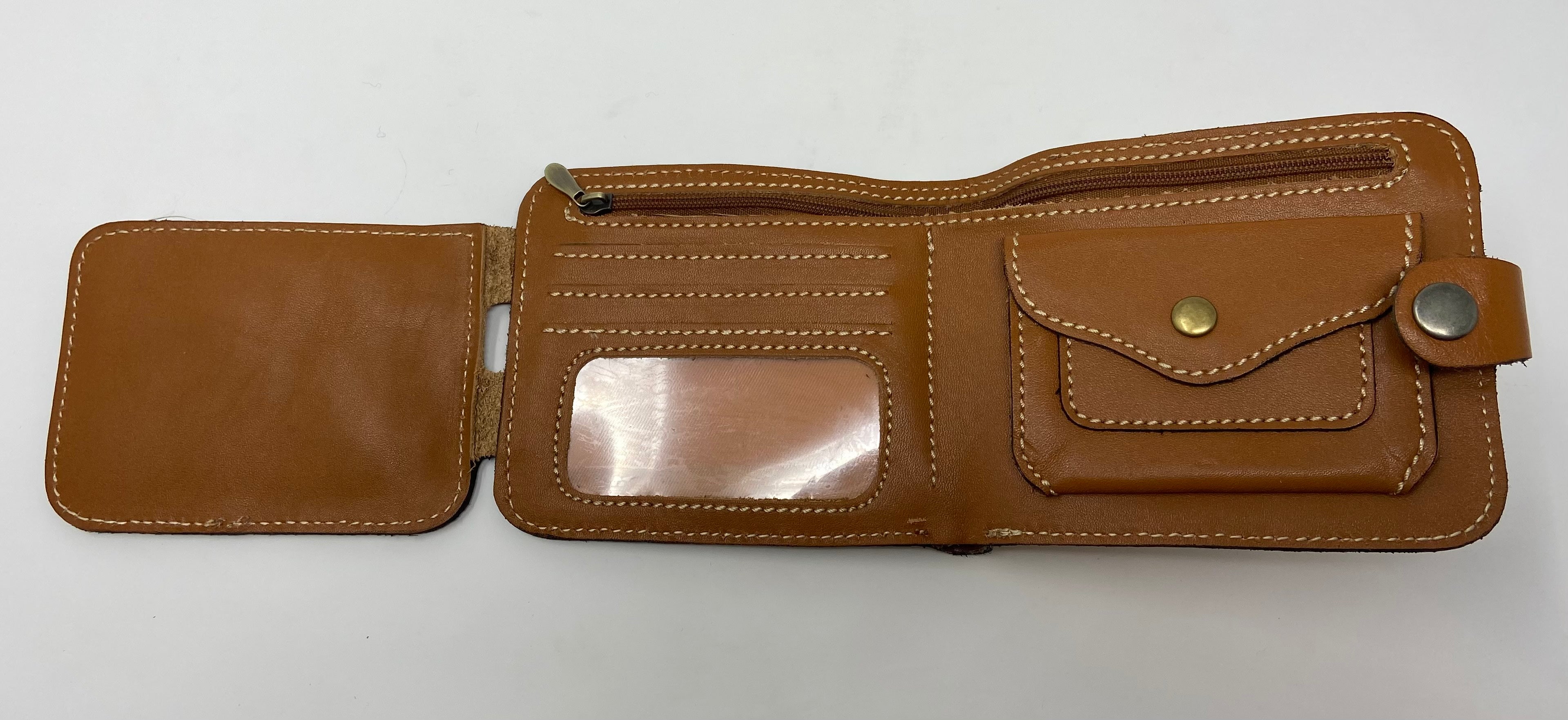 Mongolian Wolf Embossed Handmade Leather Wallet New