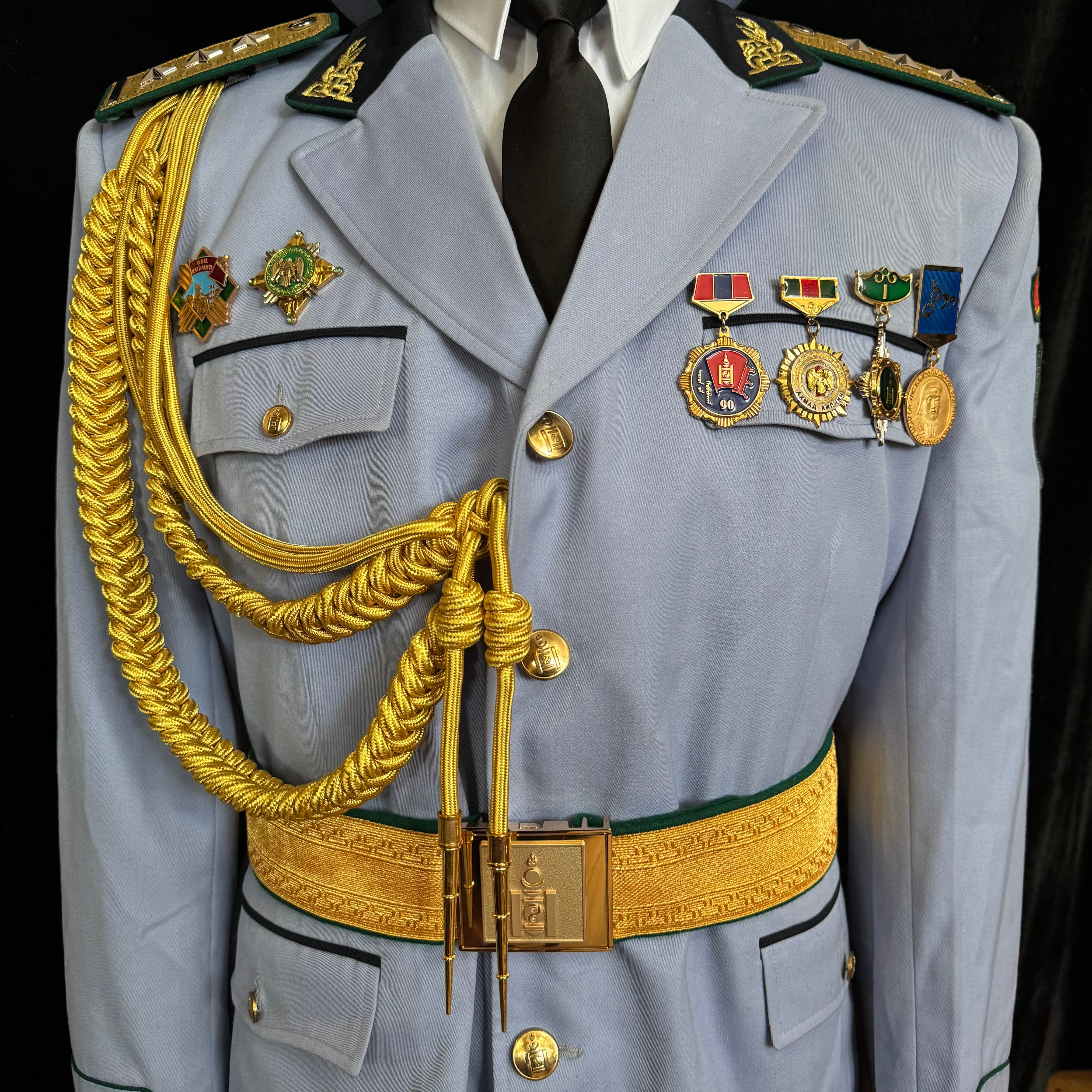 2010s Mongolian Border Troops Colonel's Full Parade Uniform – Complete with Aiguilette, Parade Belt & Awards Group, Original Issue
