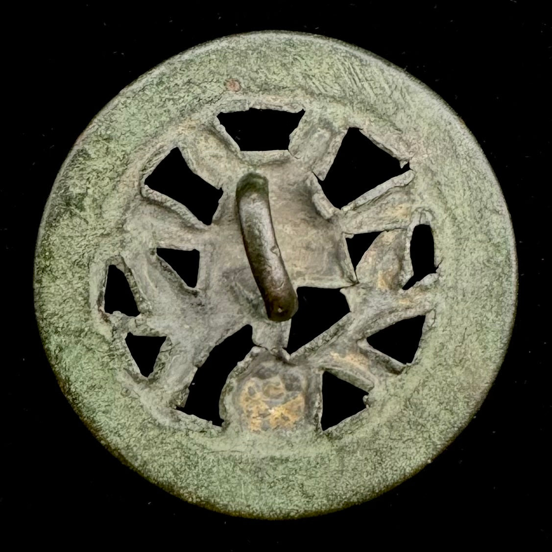 Antique Openwork Animal Button with Greek Key Border – Unique Design, Extremely Rare