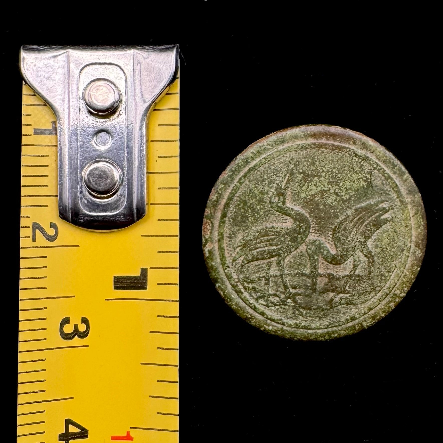 Antique Qing Dynasty Silvered Treble Crane Bird Button – Unique Design, Rare
