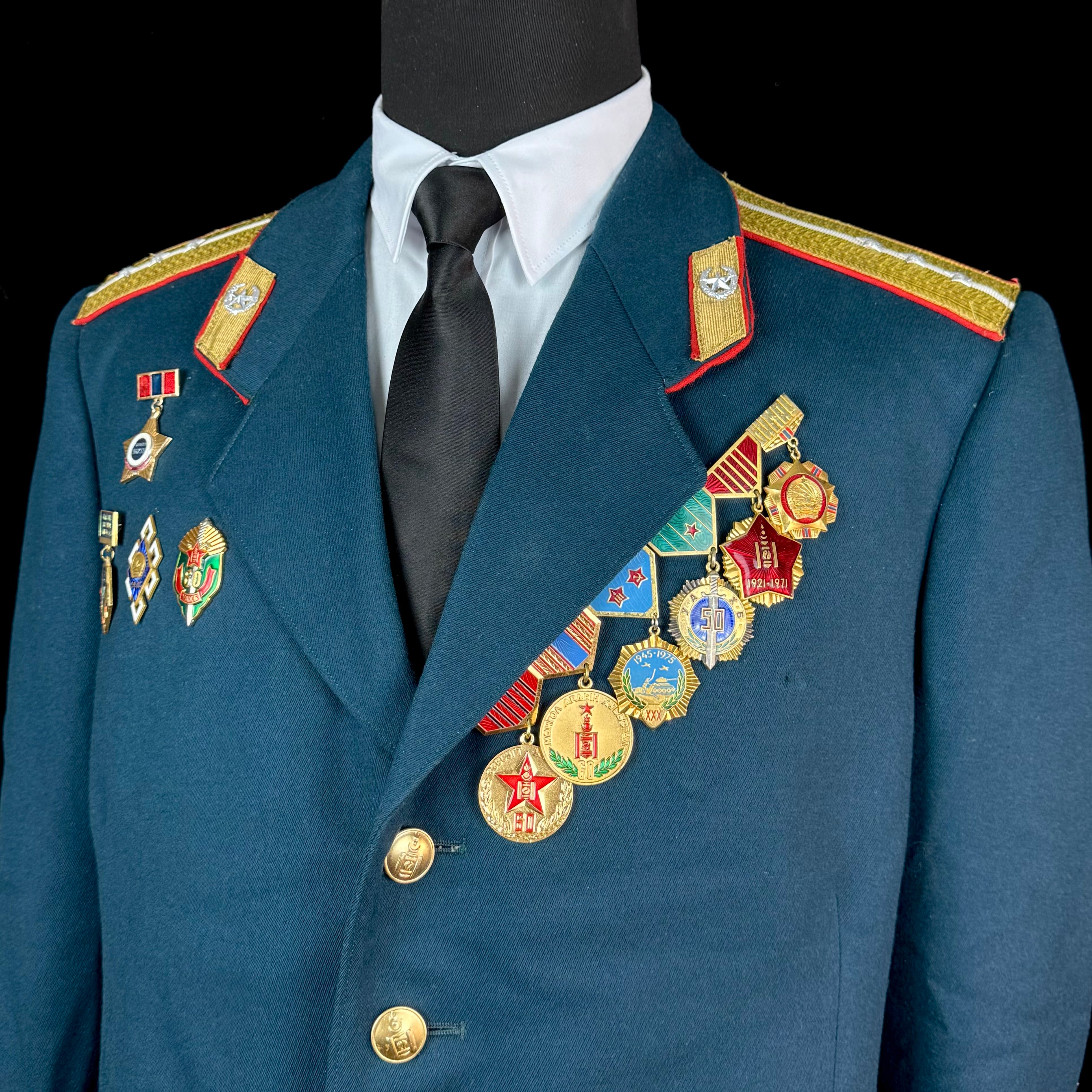 1980s Mongolian State Security “KGB” Senior Lieutenant Officer Parade Tunic – Complete with Original Awards, Excellent Condition, Rare Uniform