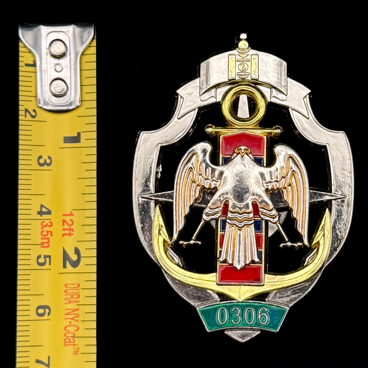 2010s Mongolian Border Troops Unit 0306 Officer Service Badge – Unusual Naval Style Insignia, Rare Original Issue