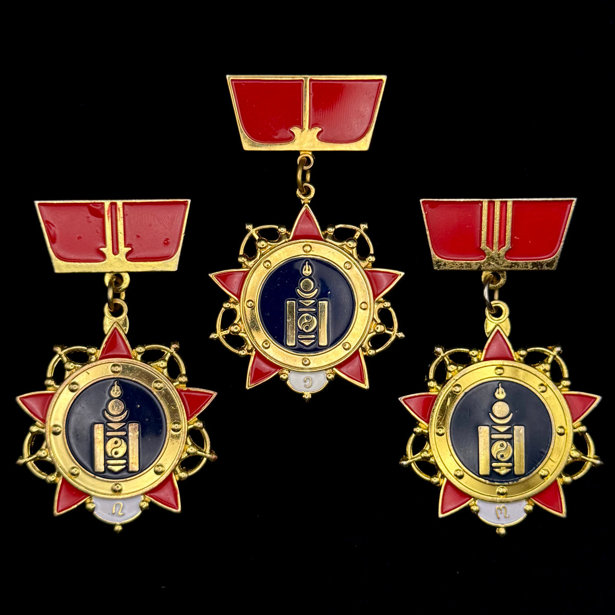Mongolian Armed Forces “Warrior's Glory” 1st, 2nd & 3rd Class Long Service Medals – Complete Three Class Set, Official Issue