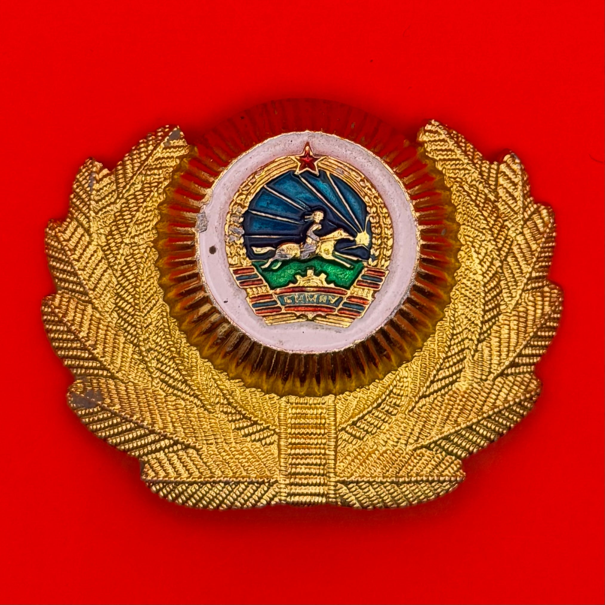 1980s Mongolian Police & Internal Troops Militaria Visor Cap Badge