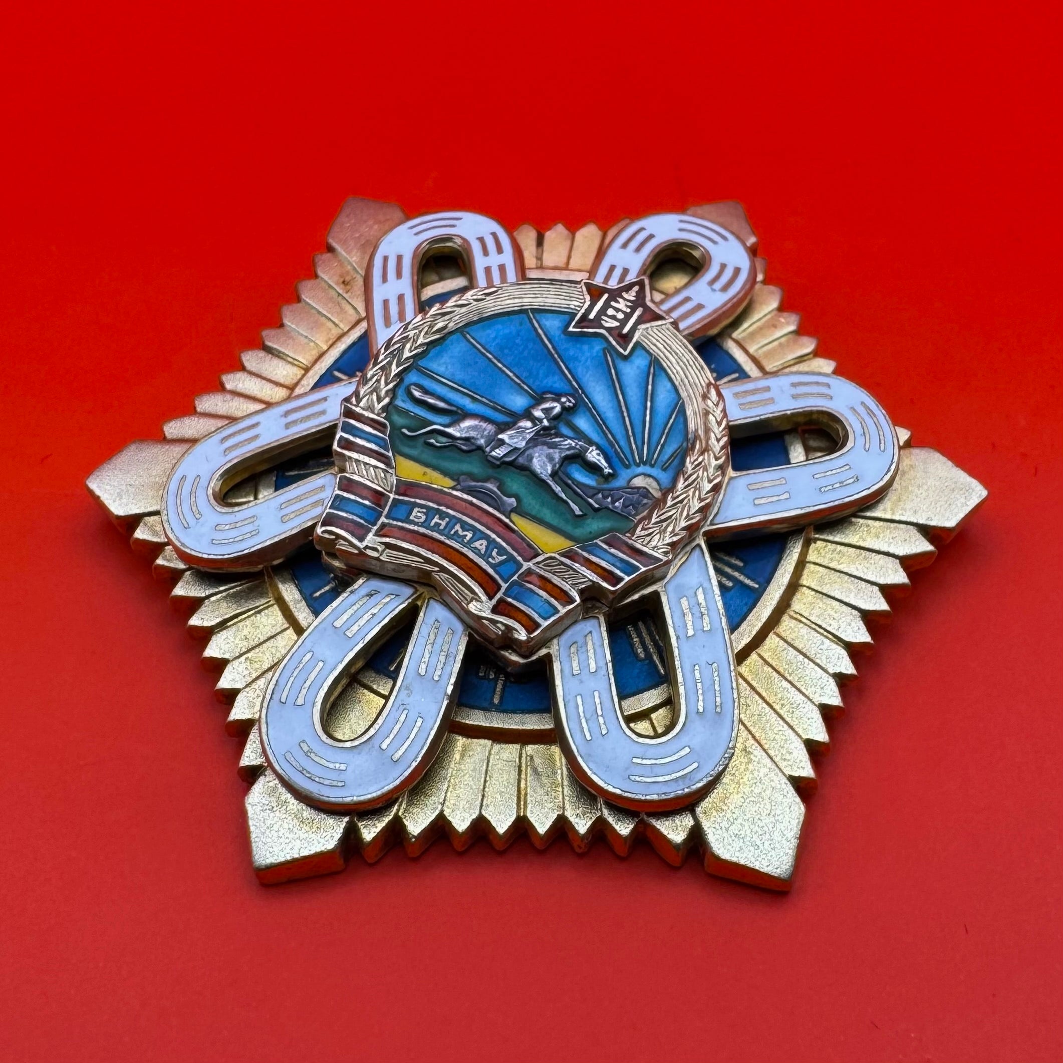 Close-up angled shot of the Order of the Polar Star highlighting enamel colors and craftsmanship