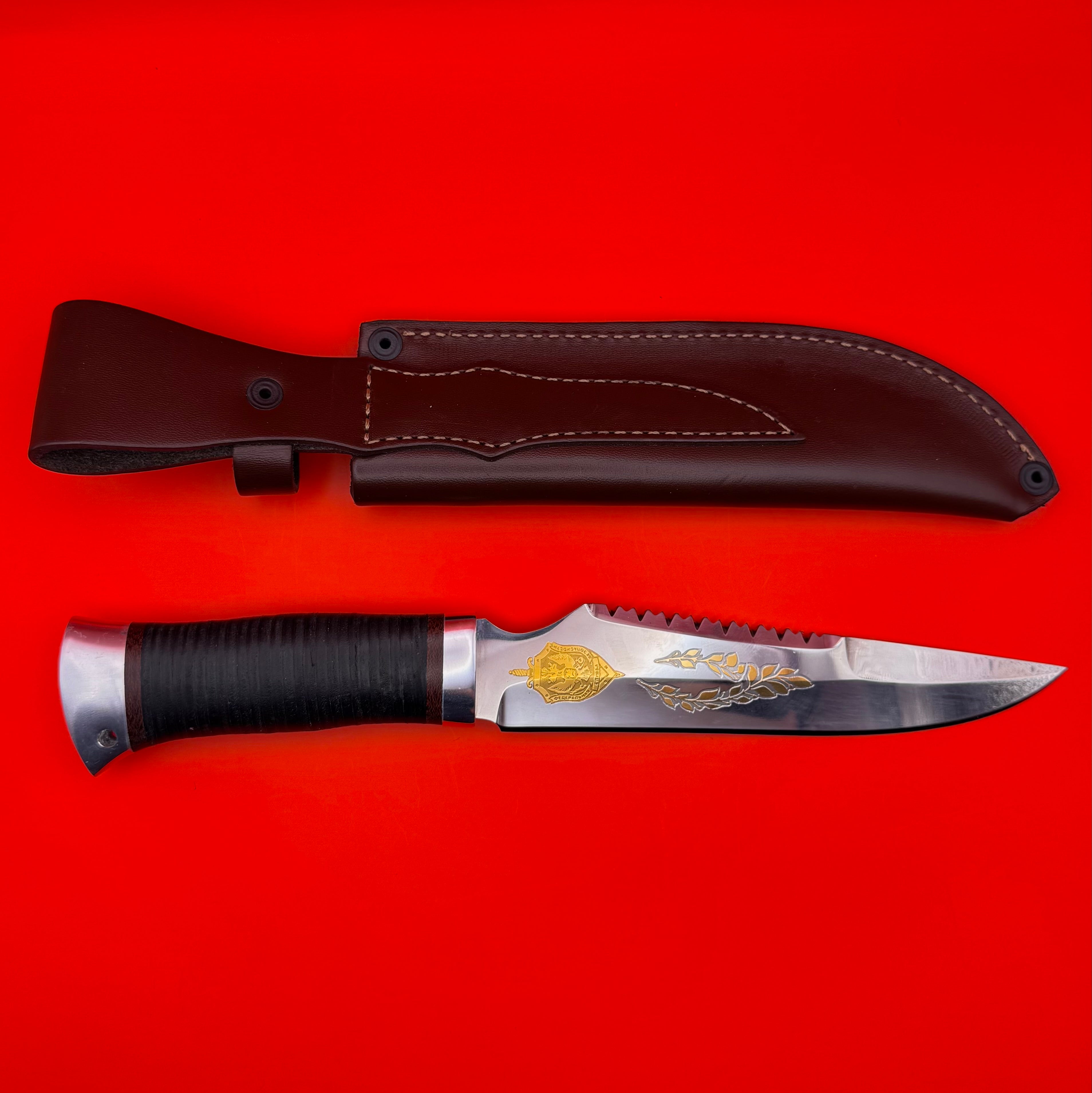 Russian FSB General Rank Service Award Knife With Sheath Zlatoust Gold Inlaid