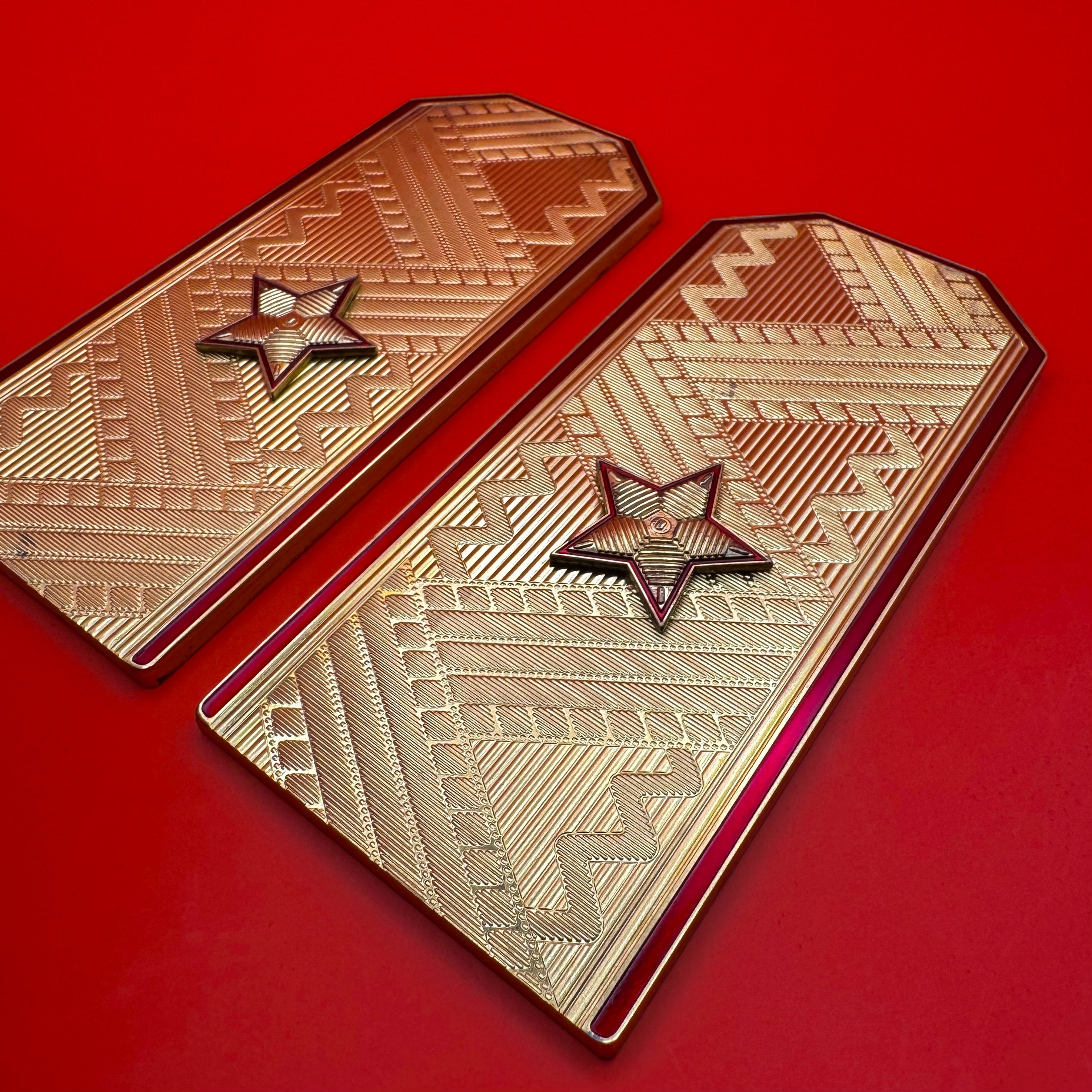 Russian General Rank Shoulder Boards 925 Silver Gold Plated 606.8g Moscow Mint