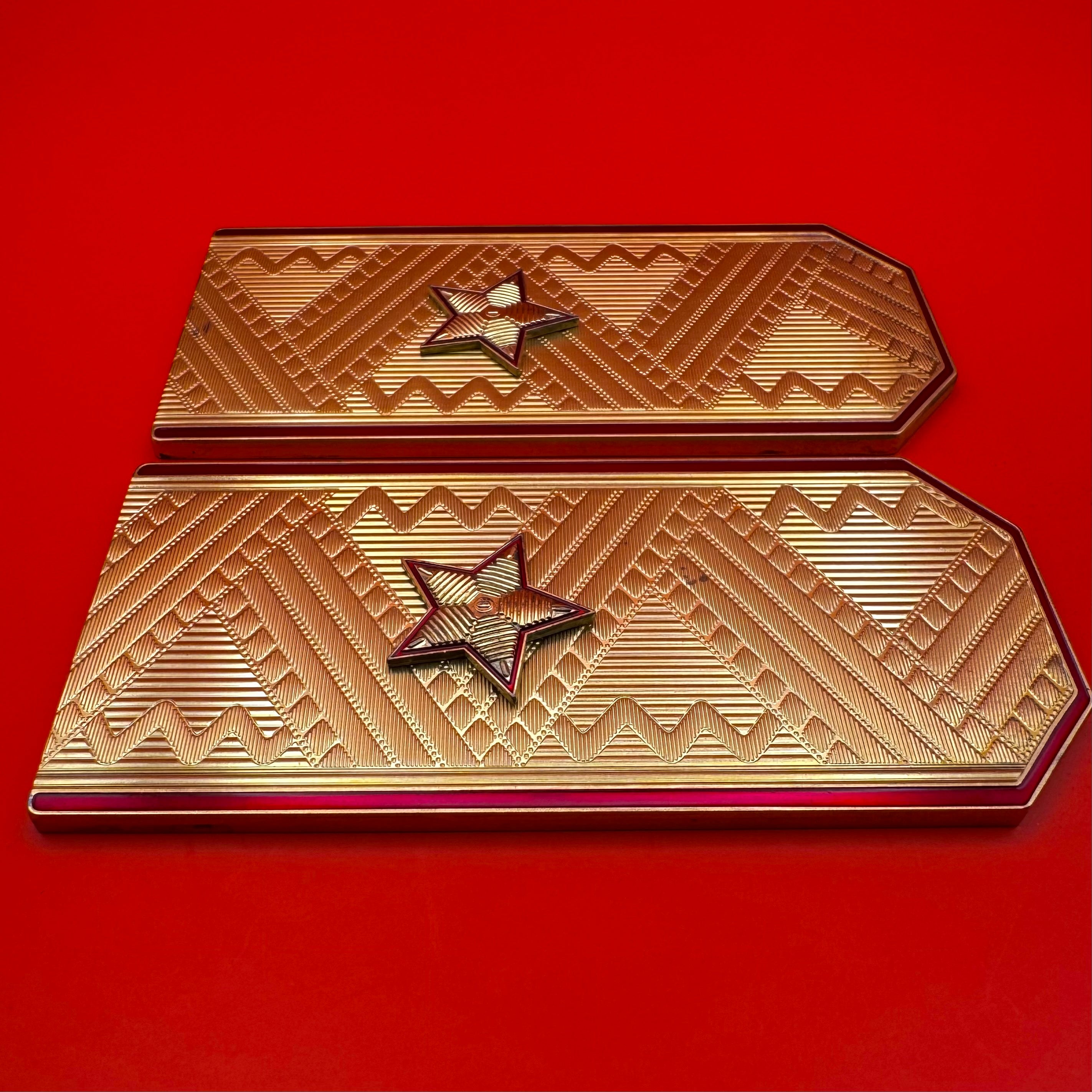 Close-up of Moscow Mint silver and gold general rank epaulettes, shown without case