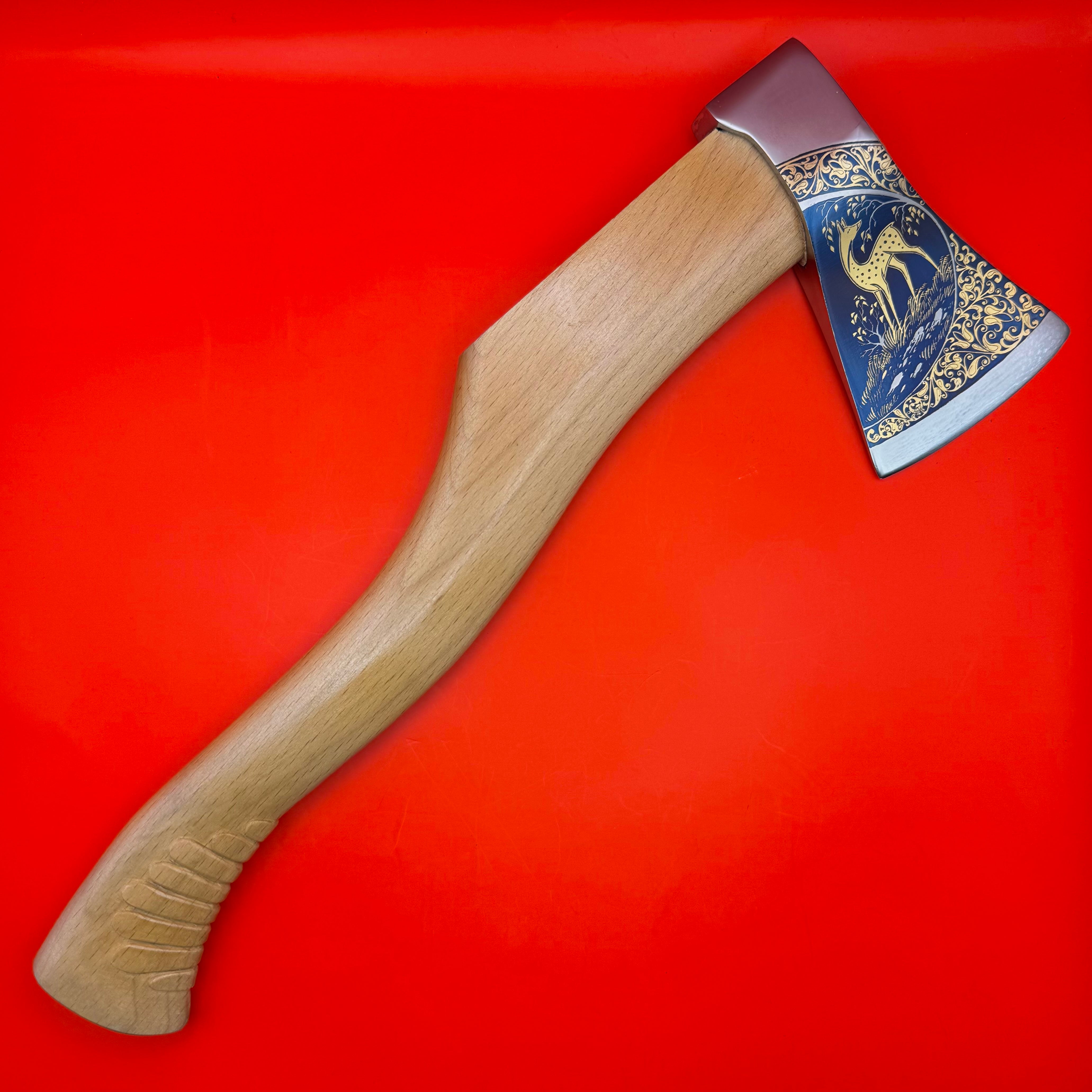 Russian Luxury Hunting Gift Set Gold Plated Knife Axe Flask With Box