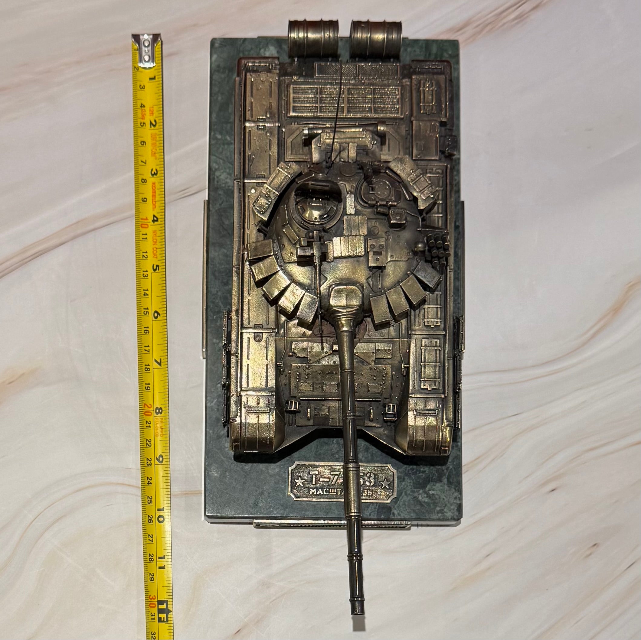Russian Tank Biathlon Competition Winner's Trophy T-72B3 Bronze 1/35 Sculpture With Stone Base