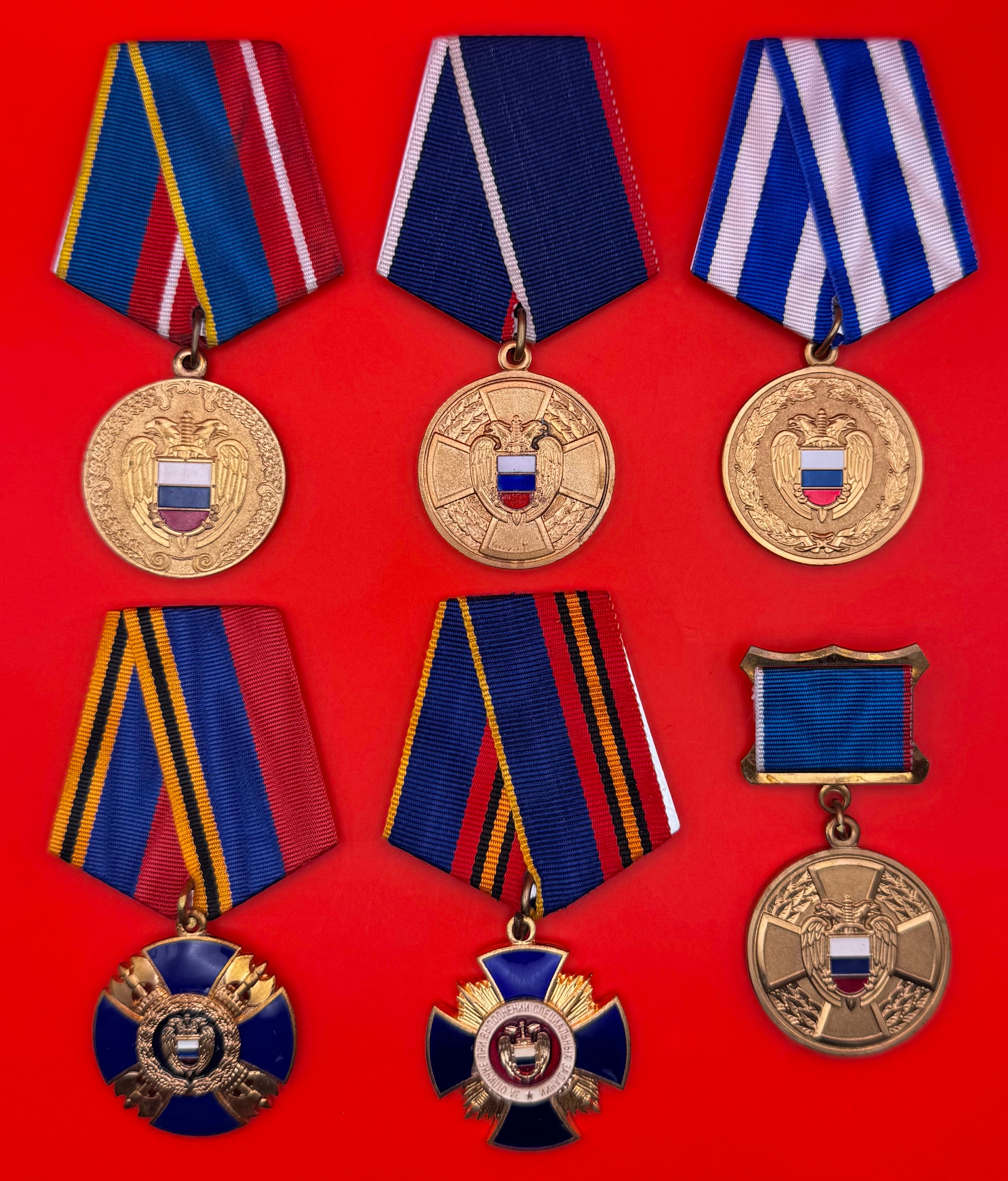 Set of 6 Original Russian FSO Medals – KGB 9th Directorate Successor – All with Mint Marks