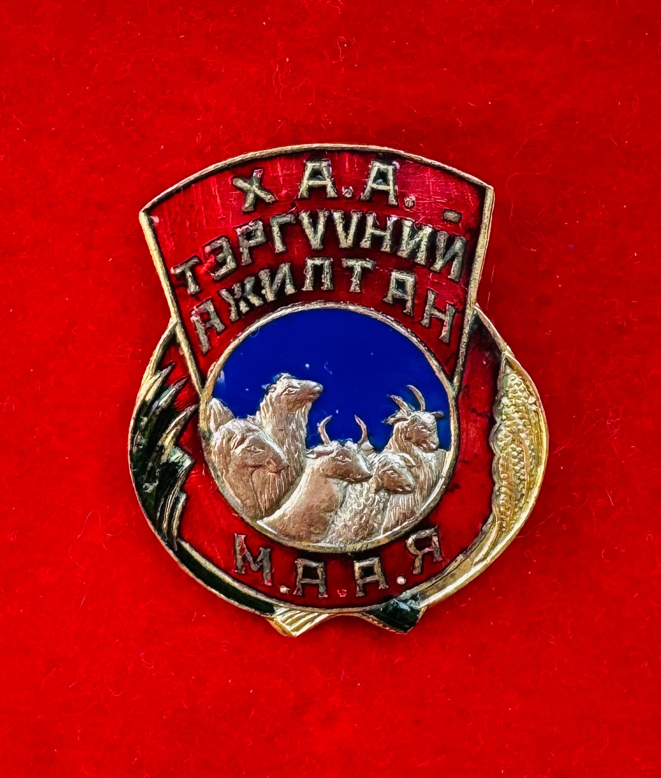 1960s Mongolian Agriculture & Food Outstanding Employee Badge