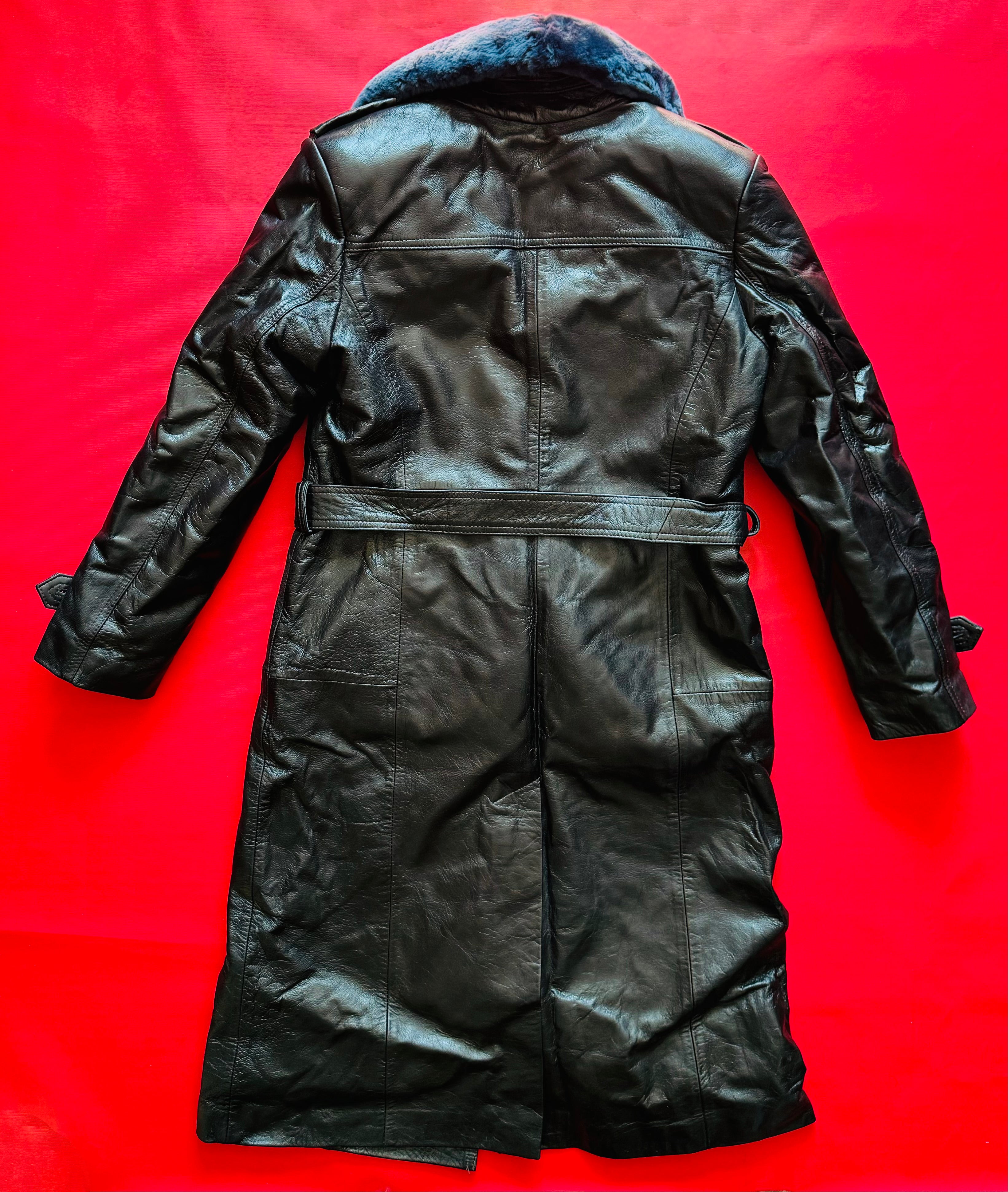 Mongolian Army Surplus Leather Coat With Removable Liner & Collar Size M / EU 48