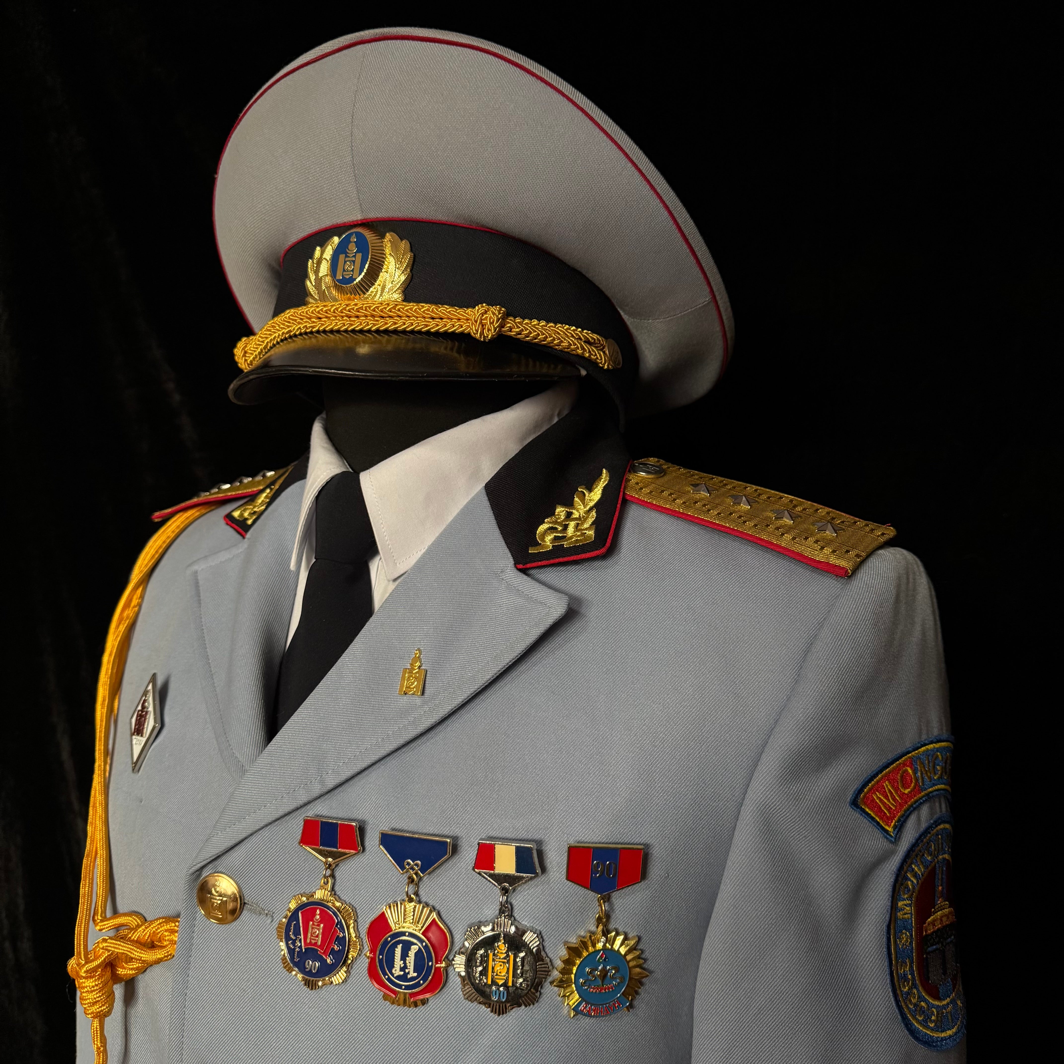 2010s Mongolian Army Captain's Parade Full Dress Uniform – Tunic, Trousers, Visor Cap & Awards, Complete Original Set