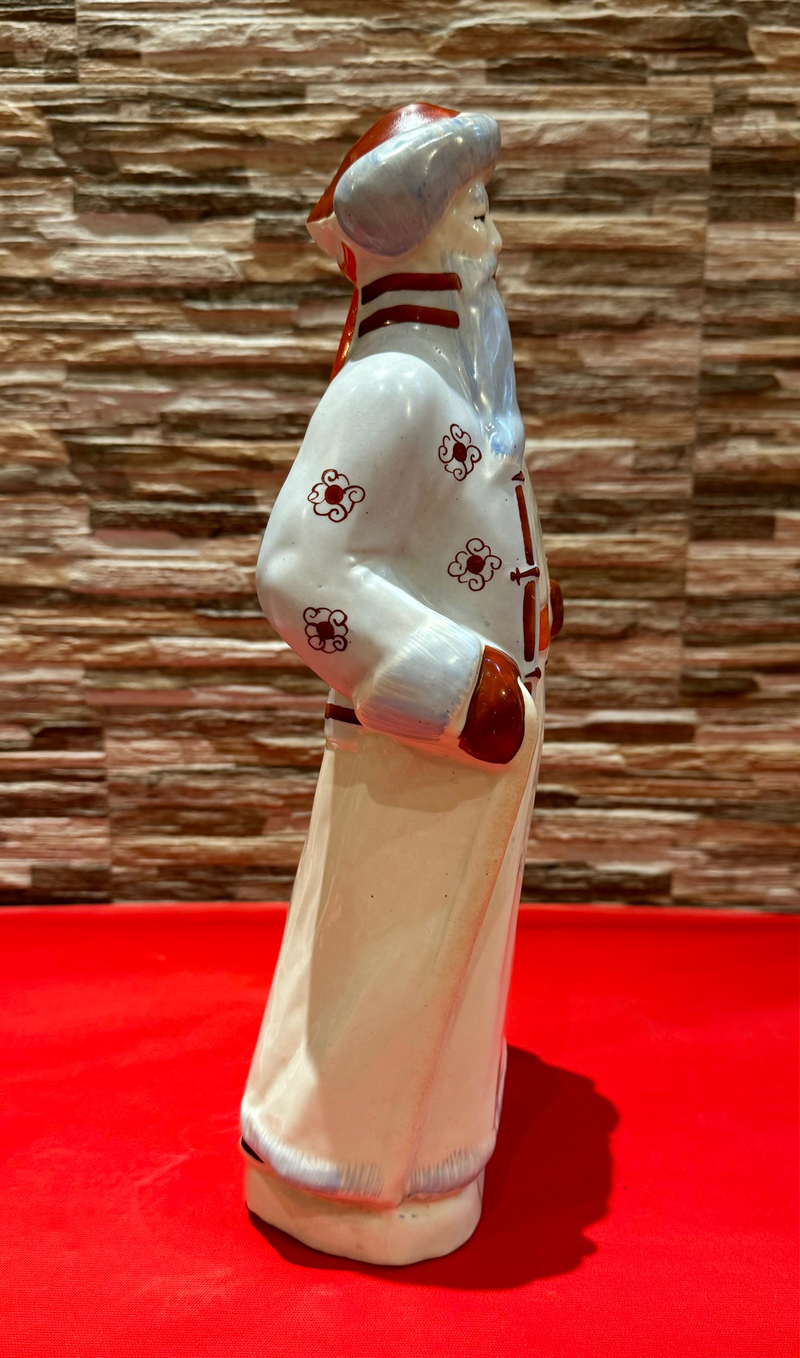 1970s Mongolian Santa Claus Tall Porcelain Figurine
