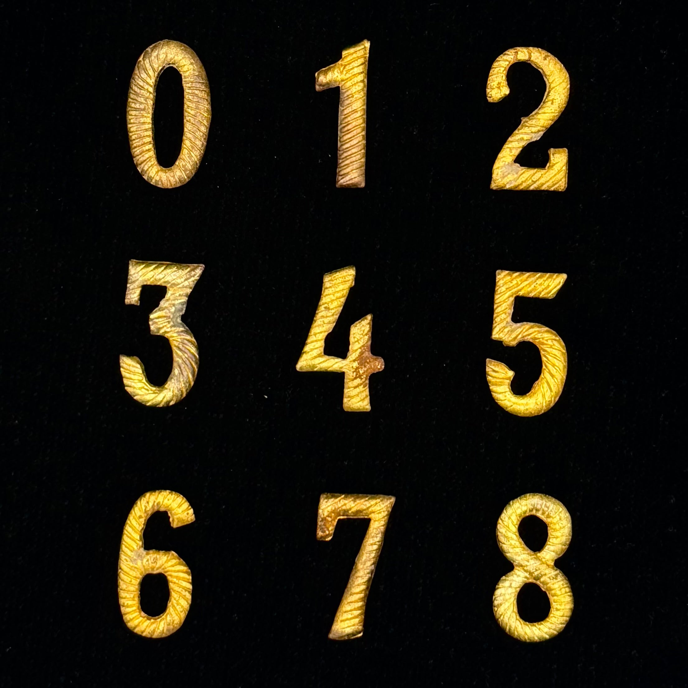 Pre-WWII Mongolian & Soviet Military Shoulder Board Numerals – Complete 0–8 Set, Original Issue