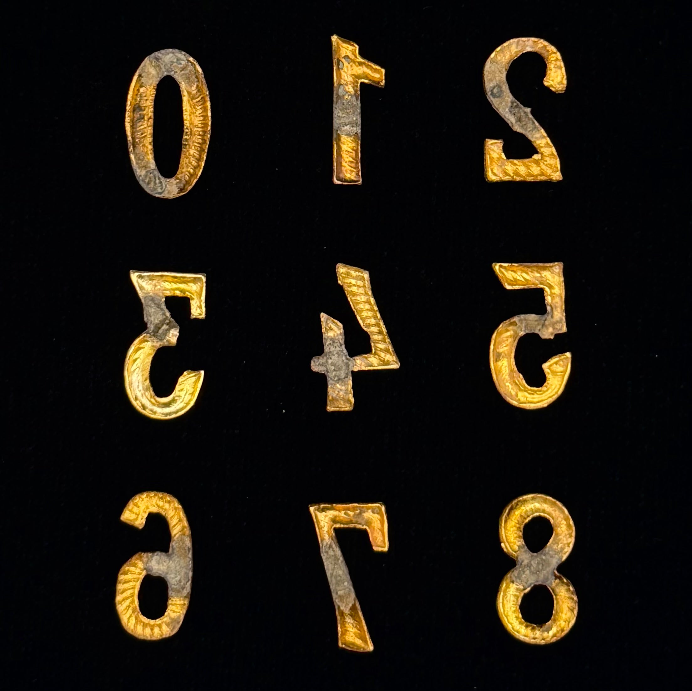 Pre-WWII Mongolian & Soviet Military Shoulder Board Numerals – Complete 0–8 Set, Original Issue